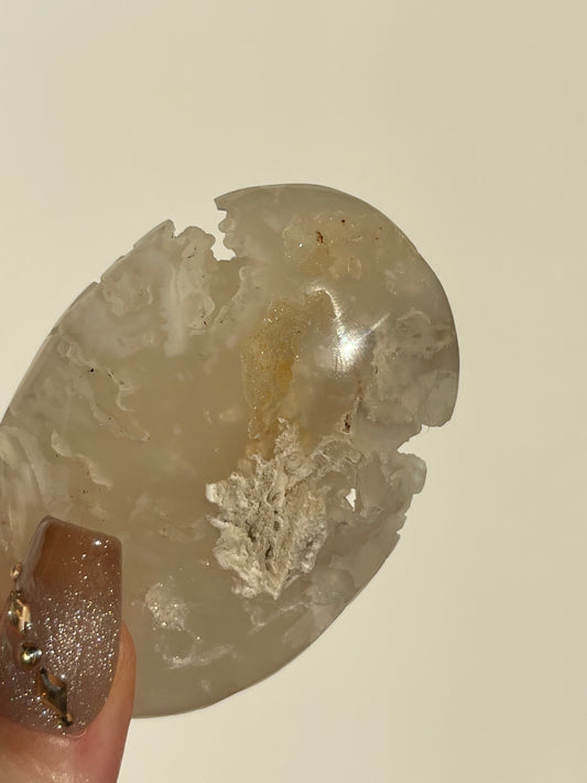 Druzy Flower Agate Palmstone #D