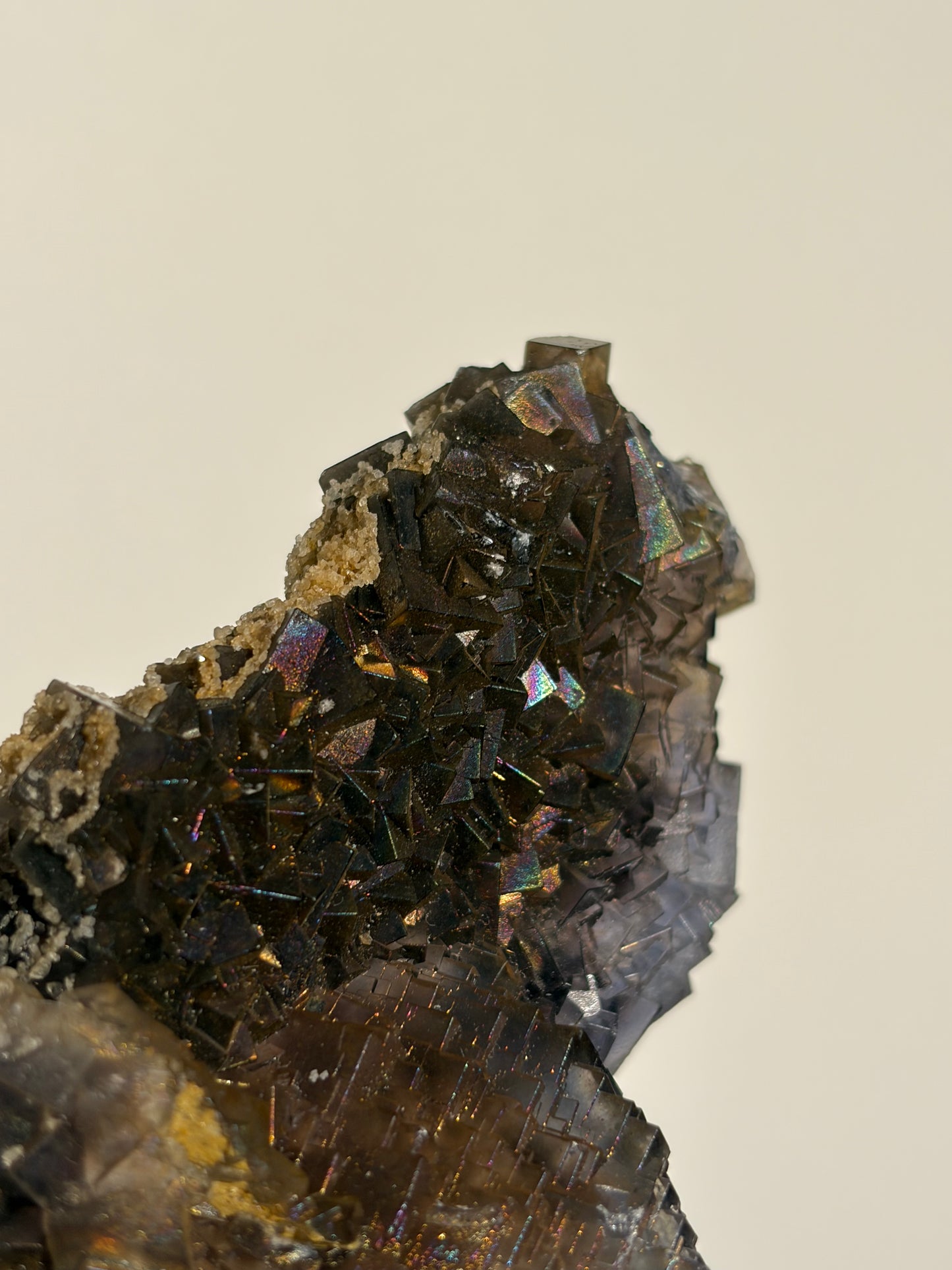 Iridescent Fluorite Specimen with Calcite B
