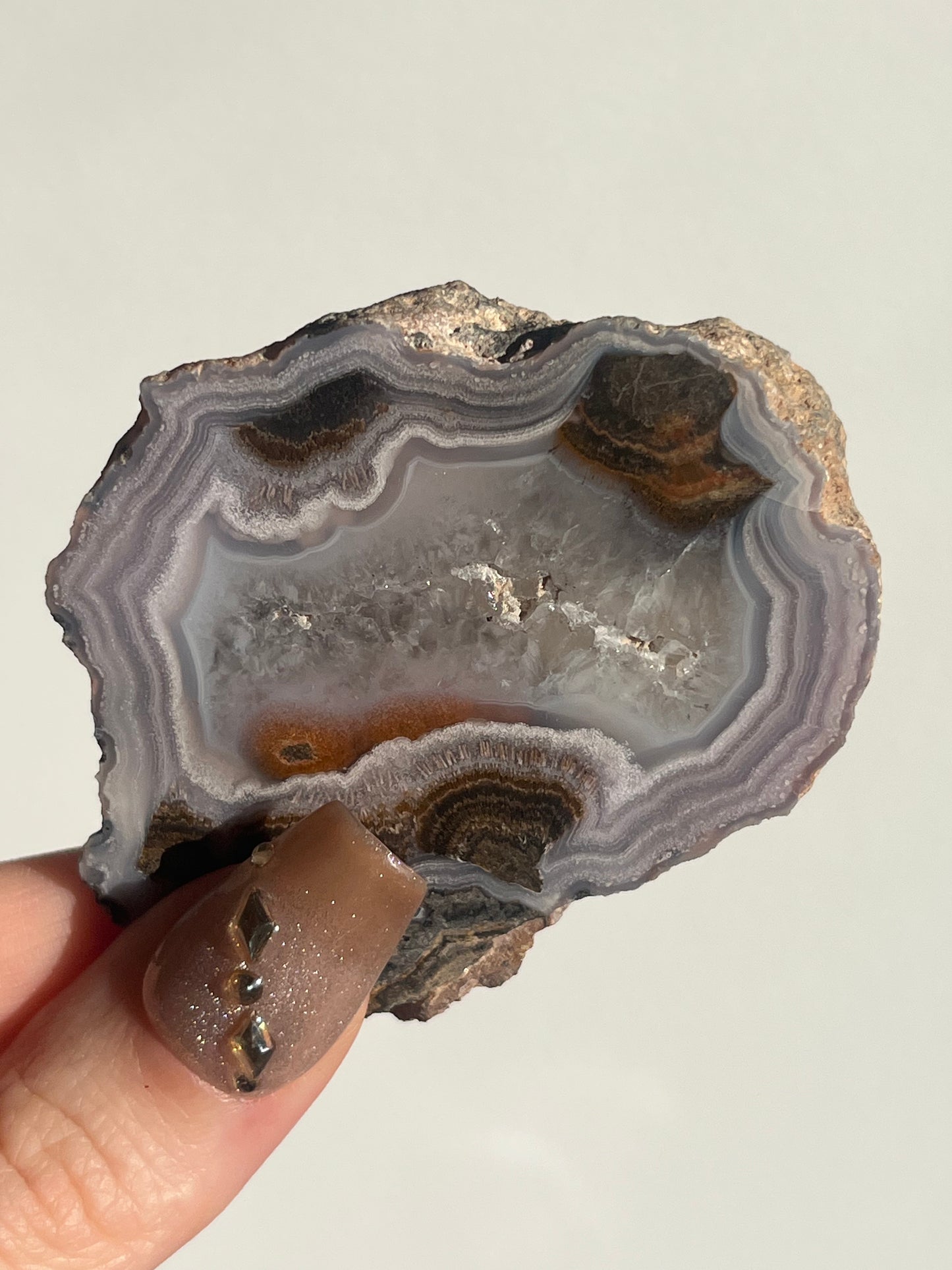 Purple Laguna Agate Slice with Sagenite Inclusions & Parallax Effect A