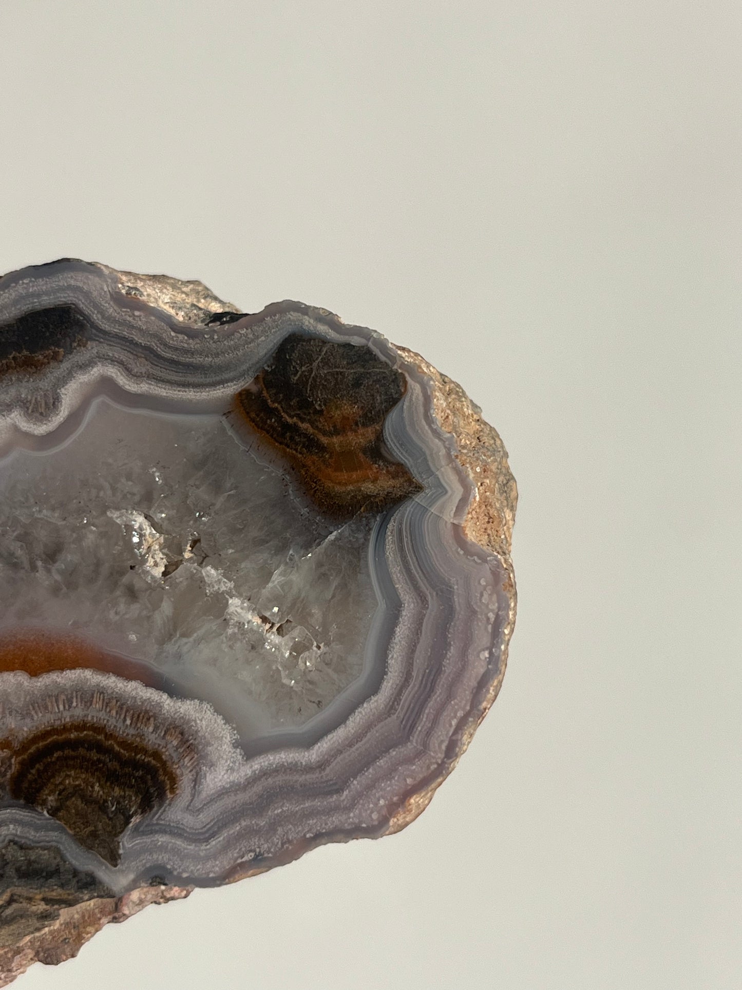 Purple Laguna Agate Slice with Sagenite Inclusions & Parallax Effect A
