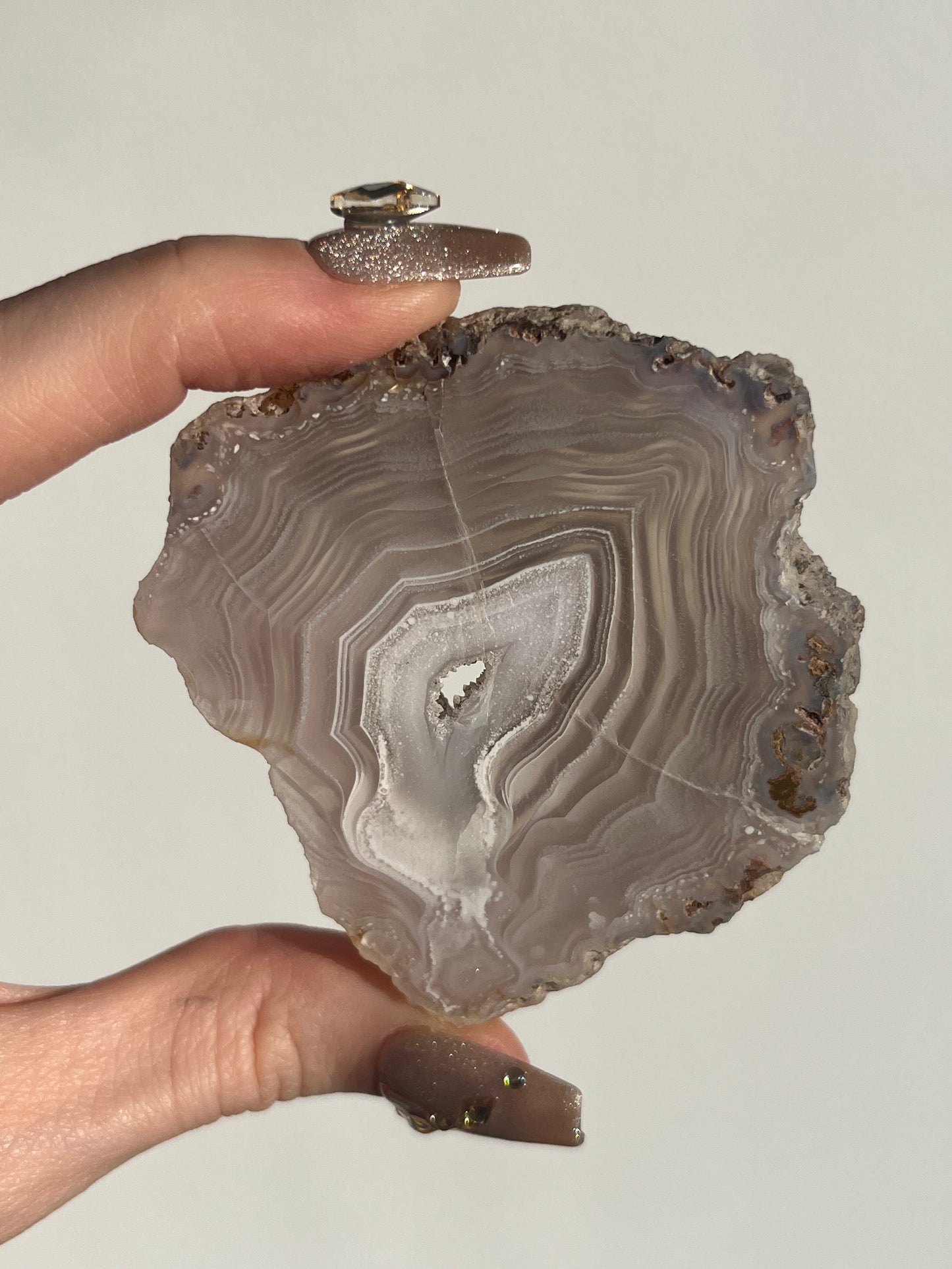 Purple Laguna Agate Slice with White Platelet Suspensions & Parallax Effect B
