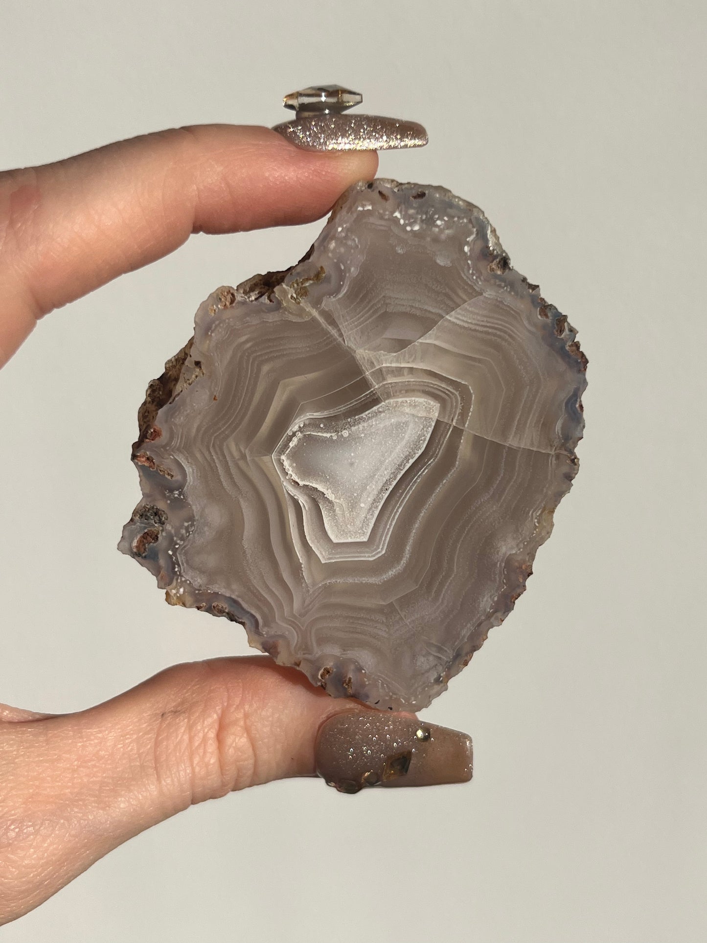 Purple Laguna Agate Slice with White Platelet Suspensions and Parallax Effect D