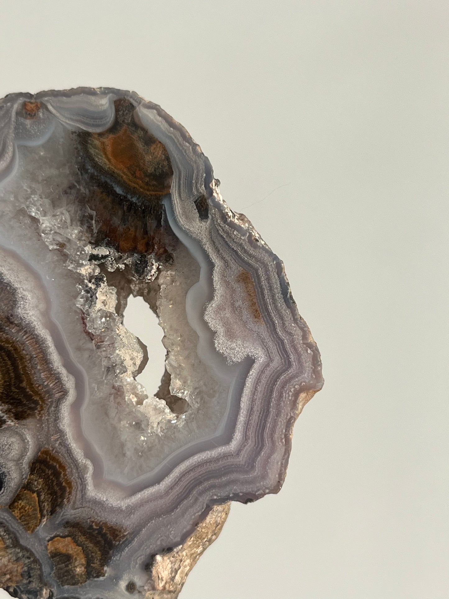 Purple Laguna Agate Slice with Sagenite Inclusions and Parallax Effect E