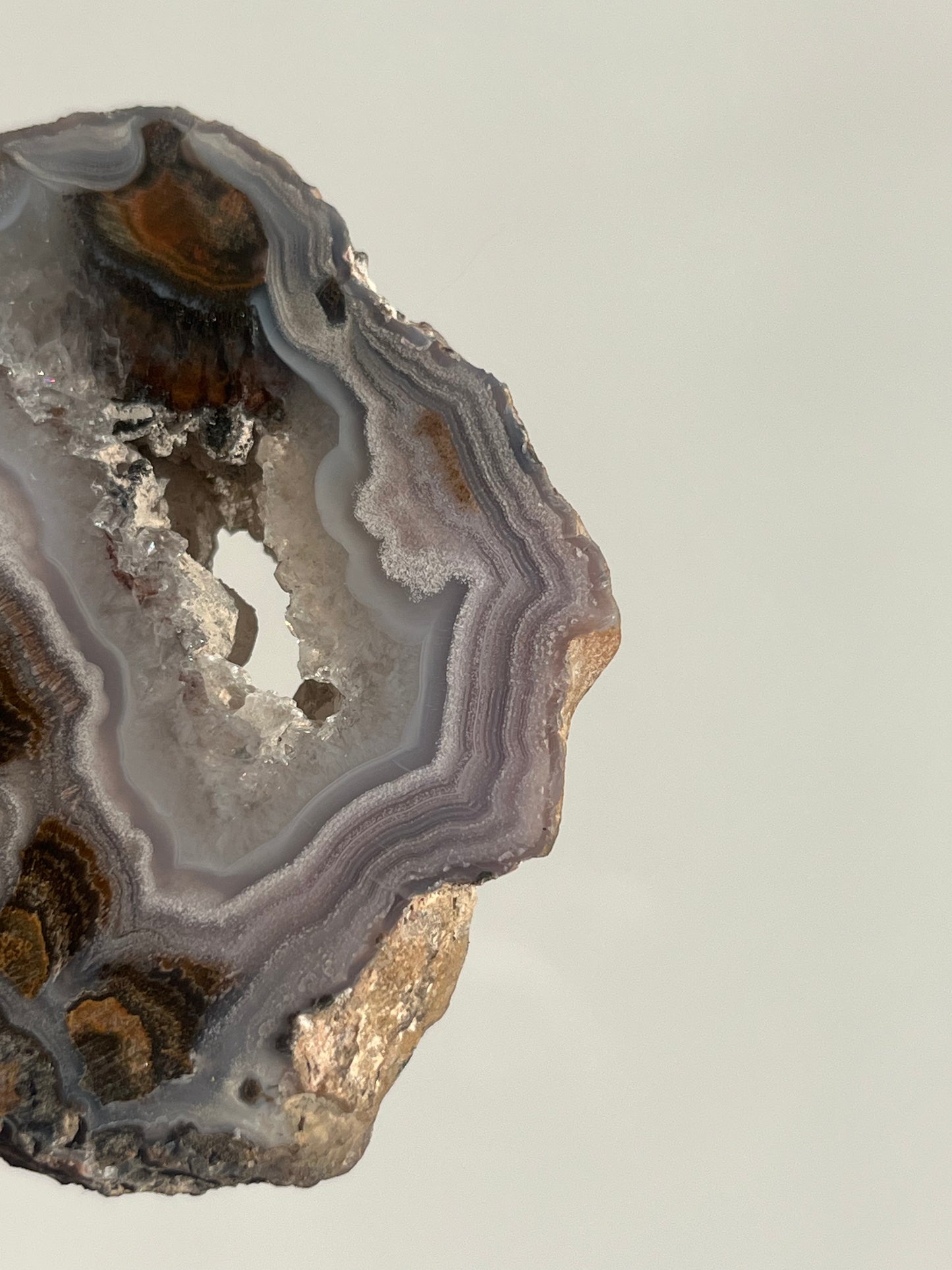 Purple Laguna Agate Slice with Sagenite Inclusions and Parallax Effect E