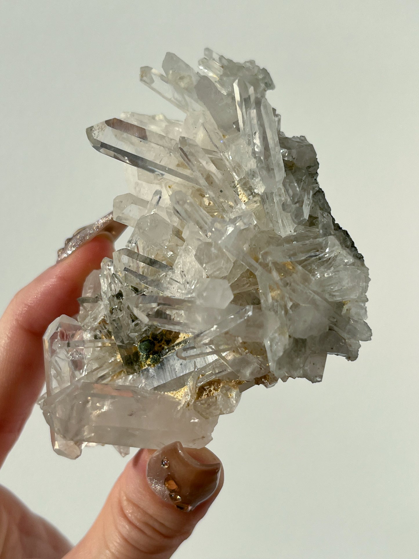 Colombian Needle Quartz Cluster with Fuschite Inclusions #A