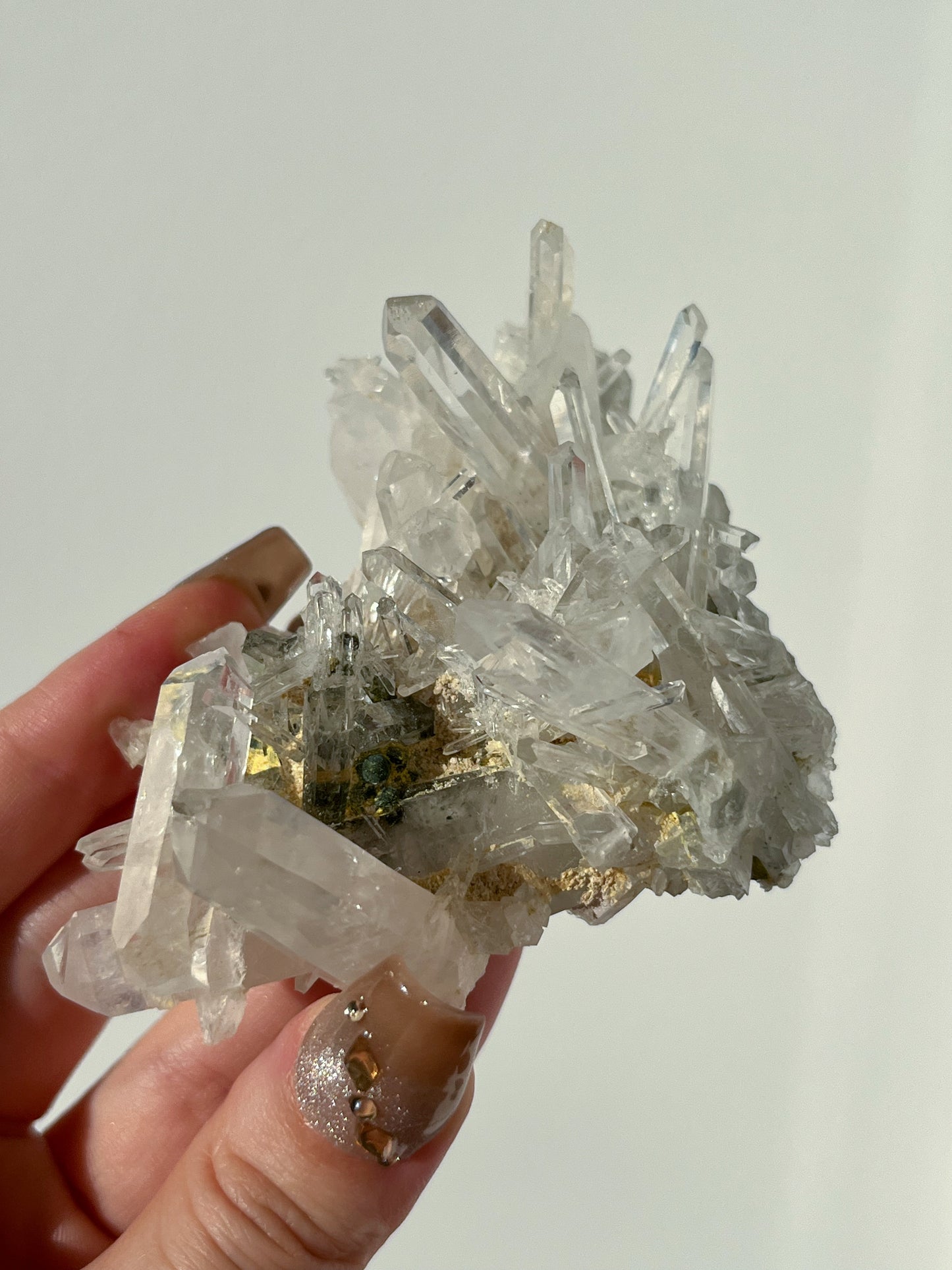 Colombian Needle Quartz Cluster with Fuschite Inclusions #A