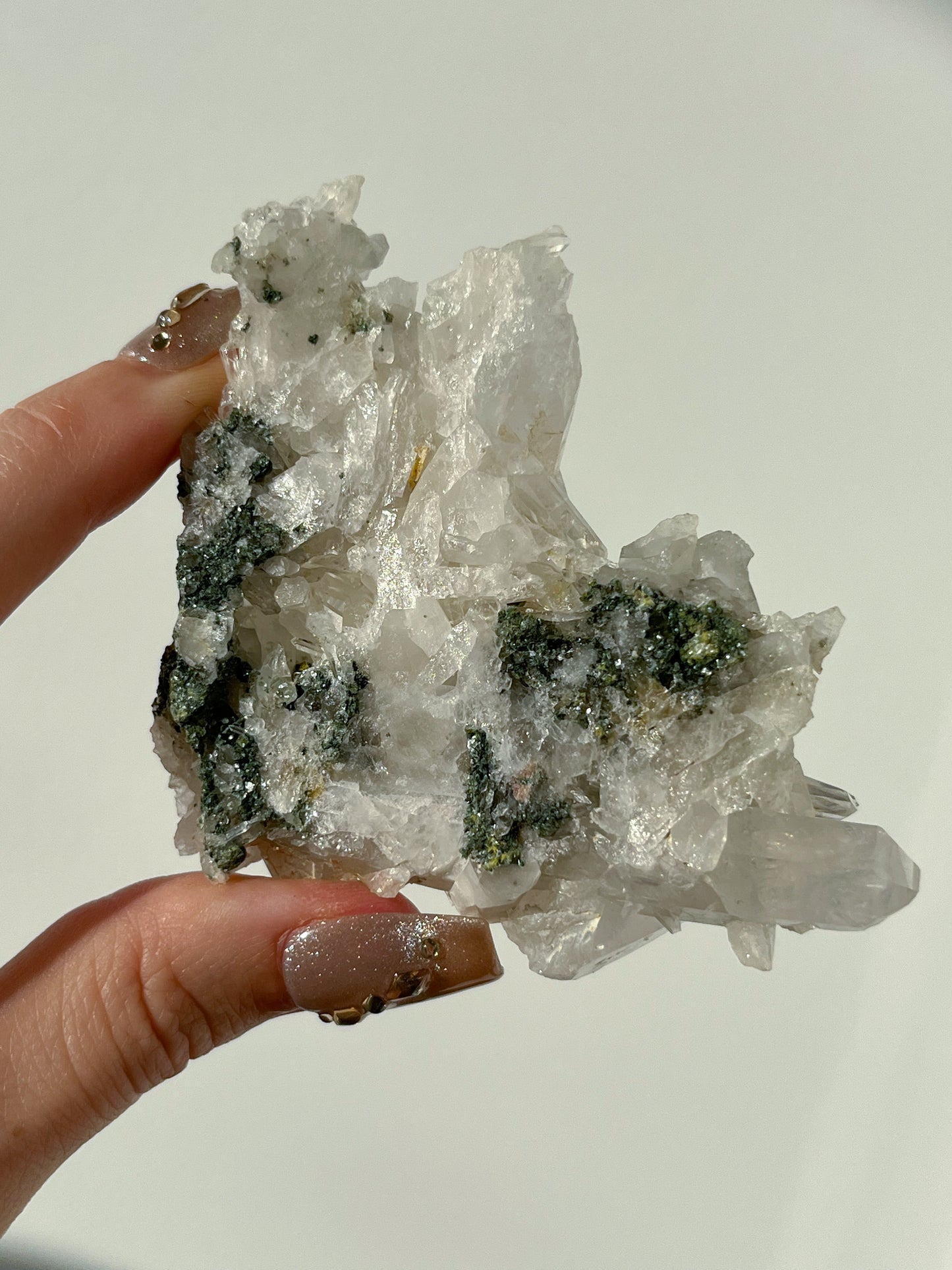 Colombian Needle Quartz Cluster with Fuschite Inclusions #A