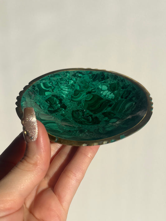 Malachite Bowl with Copper Edge A