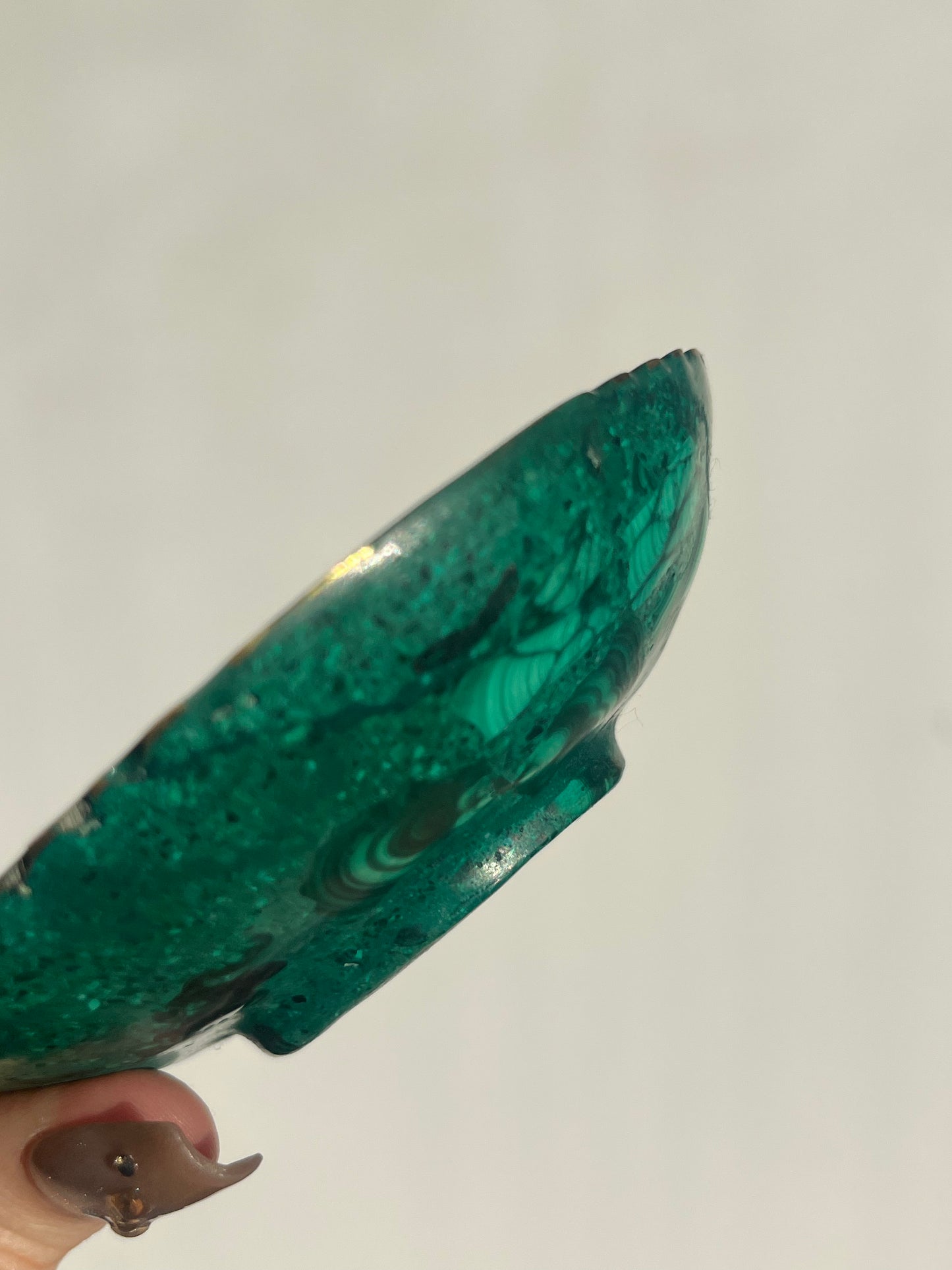 Malachite Bowl with Copper Edge A