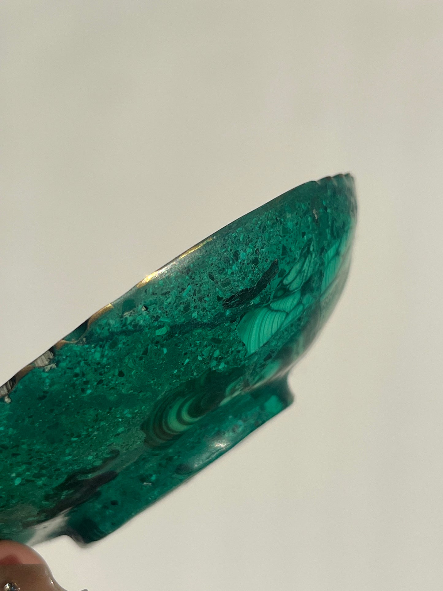 Malachite Bowl with Copper Edge A