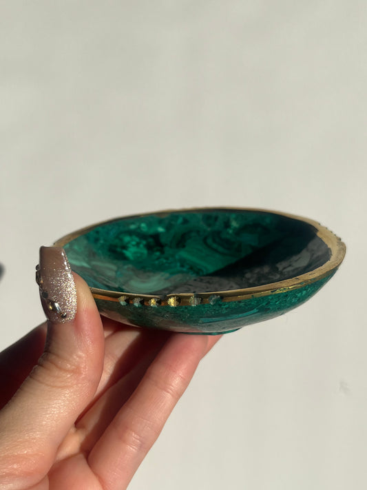 Malachite Bowl with Copper Edge B