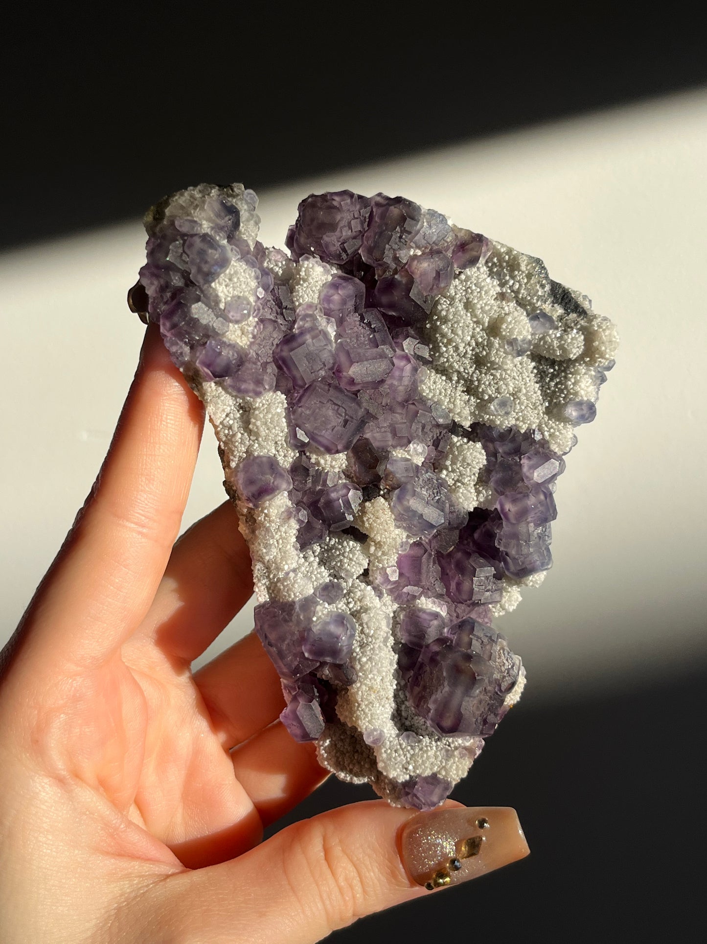 Morandi Purple Green Fluorite and Quartz Specimen