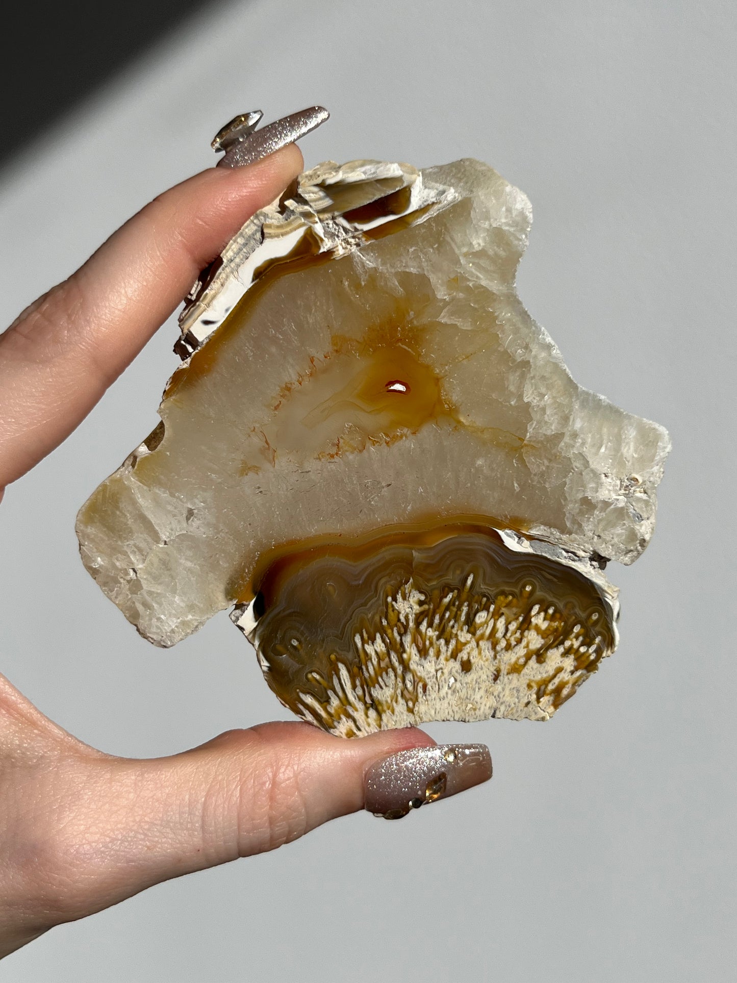 Natural Carnelian Agate and Sagenite Slab D