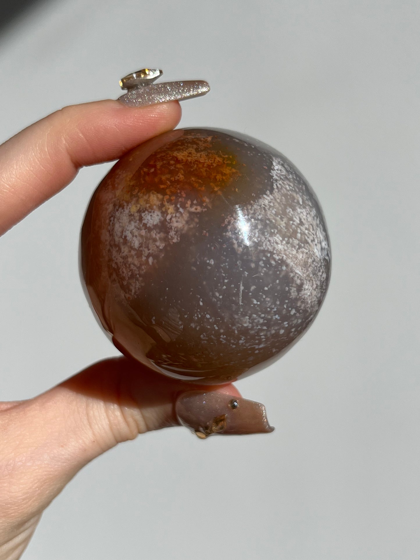 Natural Carnelian and Sagenite Sphere A
