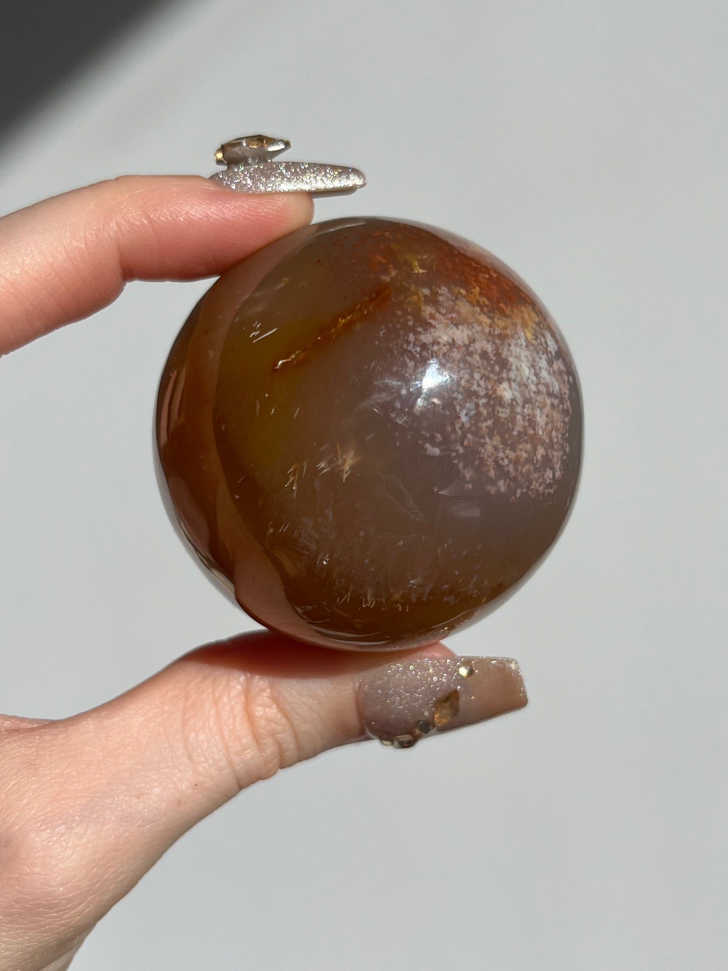 Natural Carnelian and Sagenite Sphere A