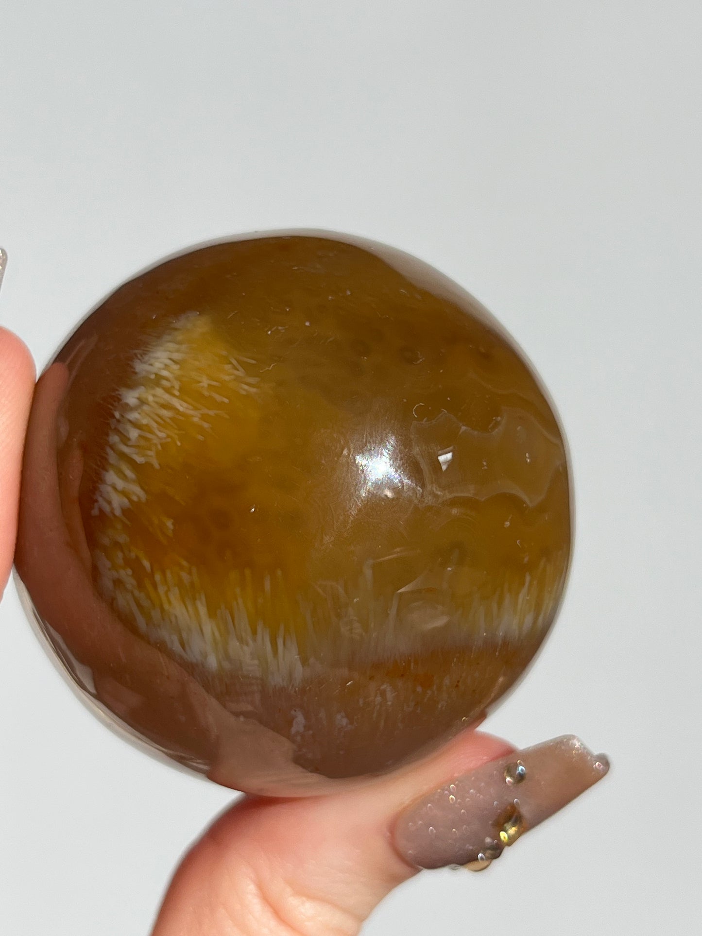 Natural Carnelian and Sagenite Sphere A