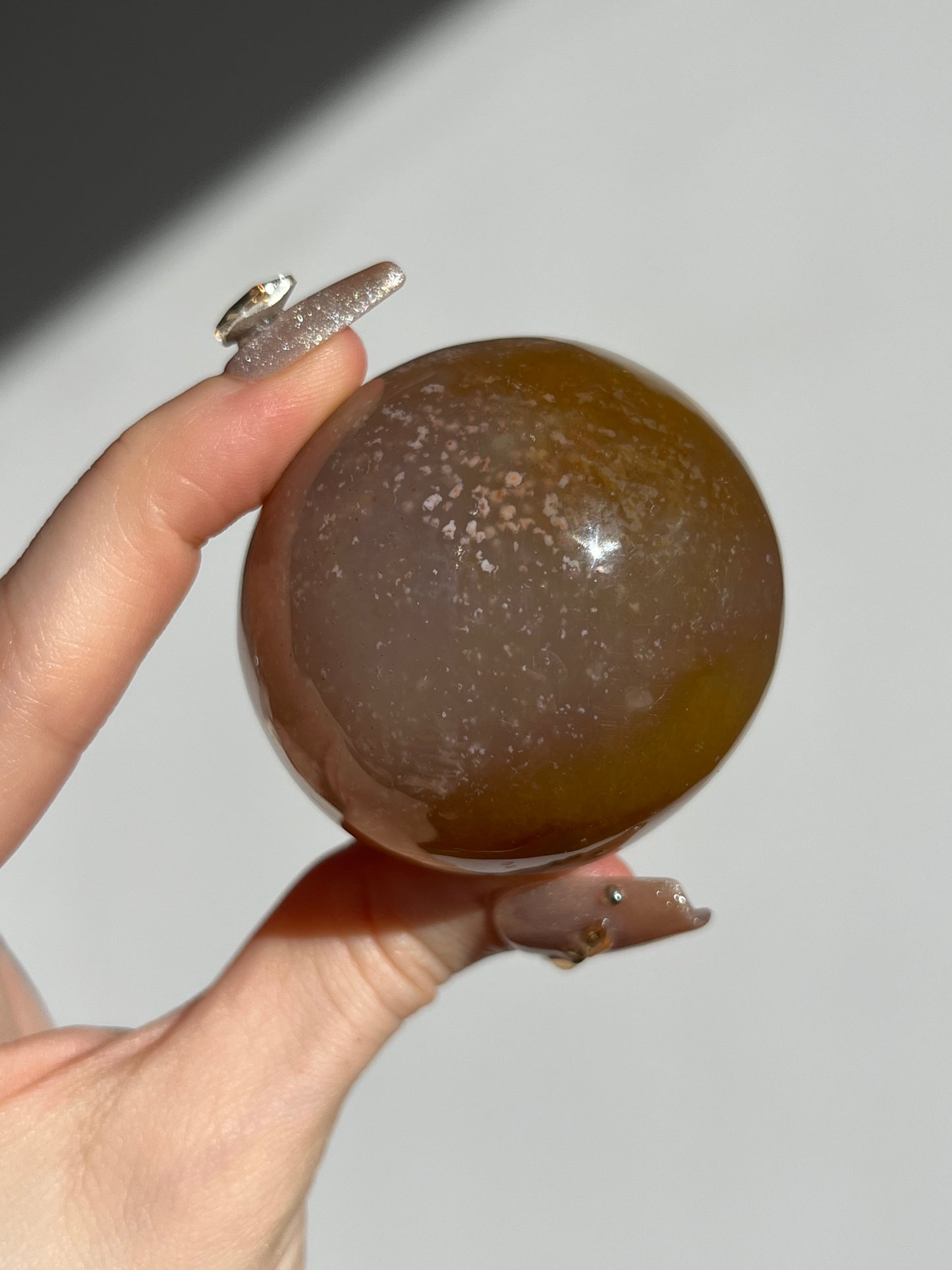 Natural Carnelian and Sagenite Sphere B