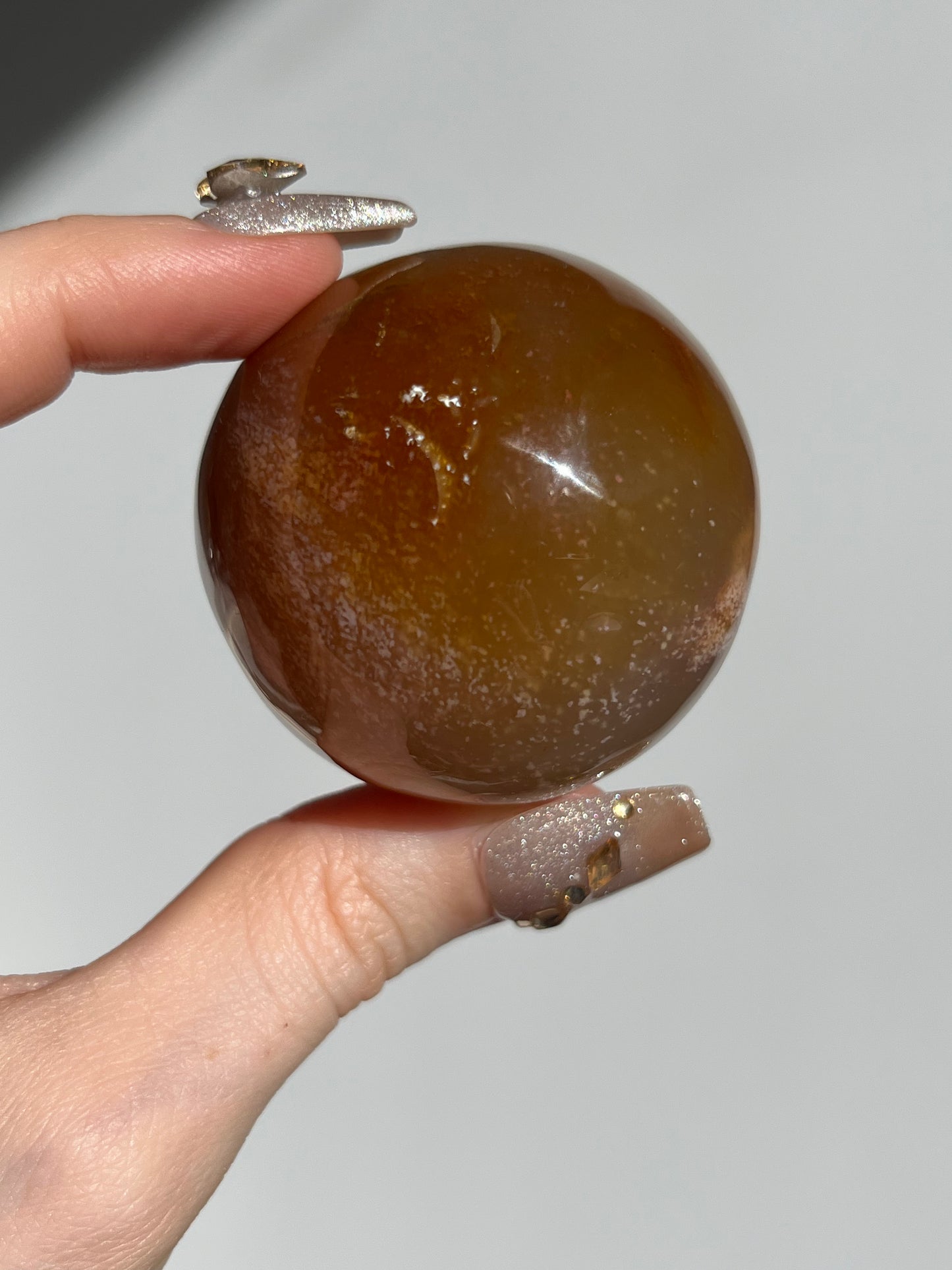 Natural Carnelian and Sagenite Sphere C