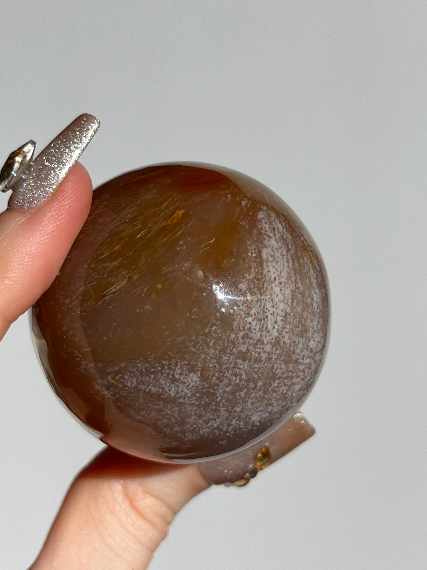 Natural Carnelian and Sagenite Sphere C