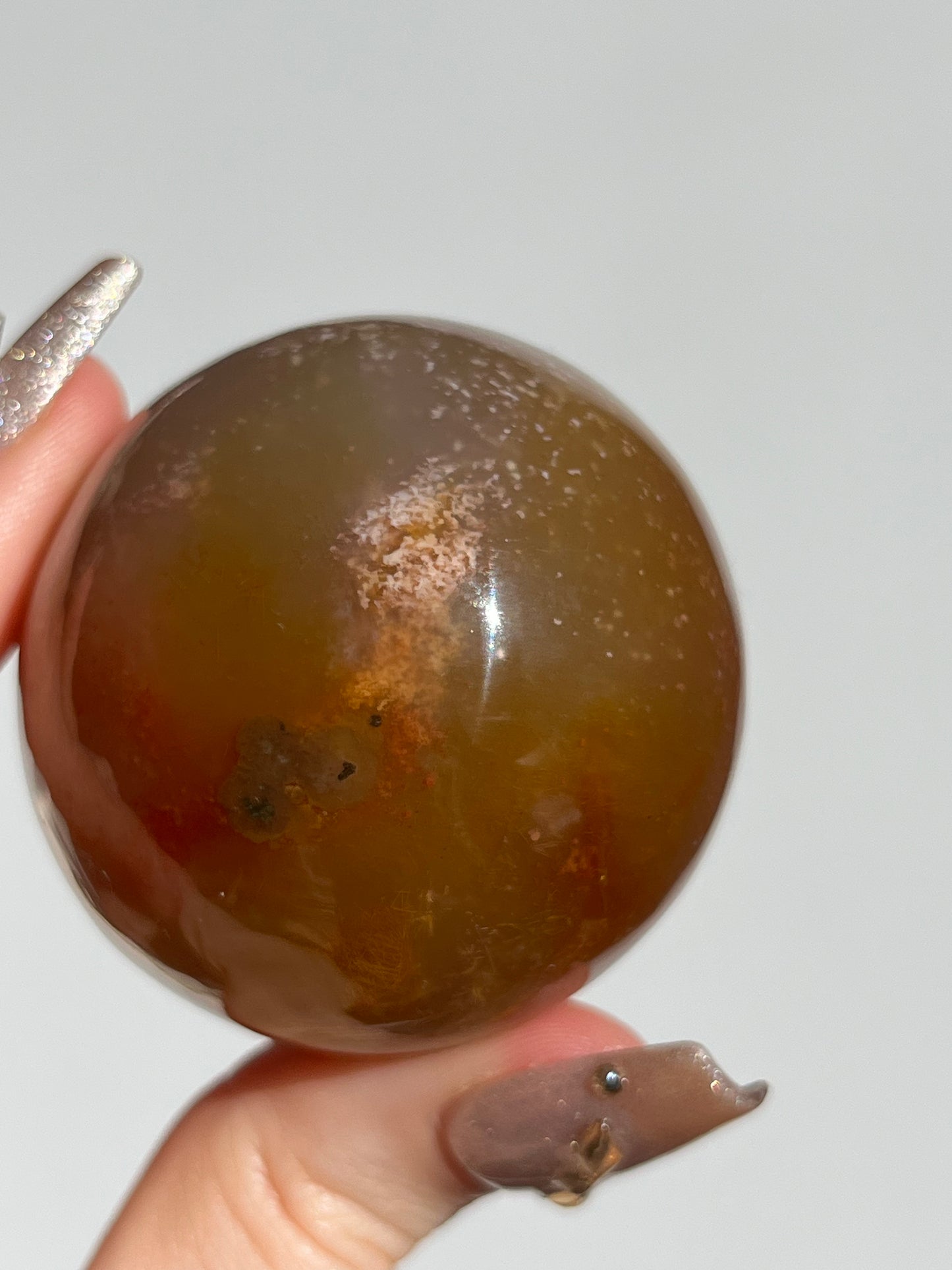 Natural Carnelian and Sagenite Sphere C
