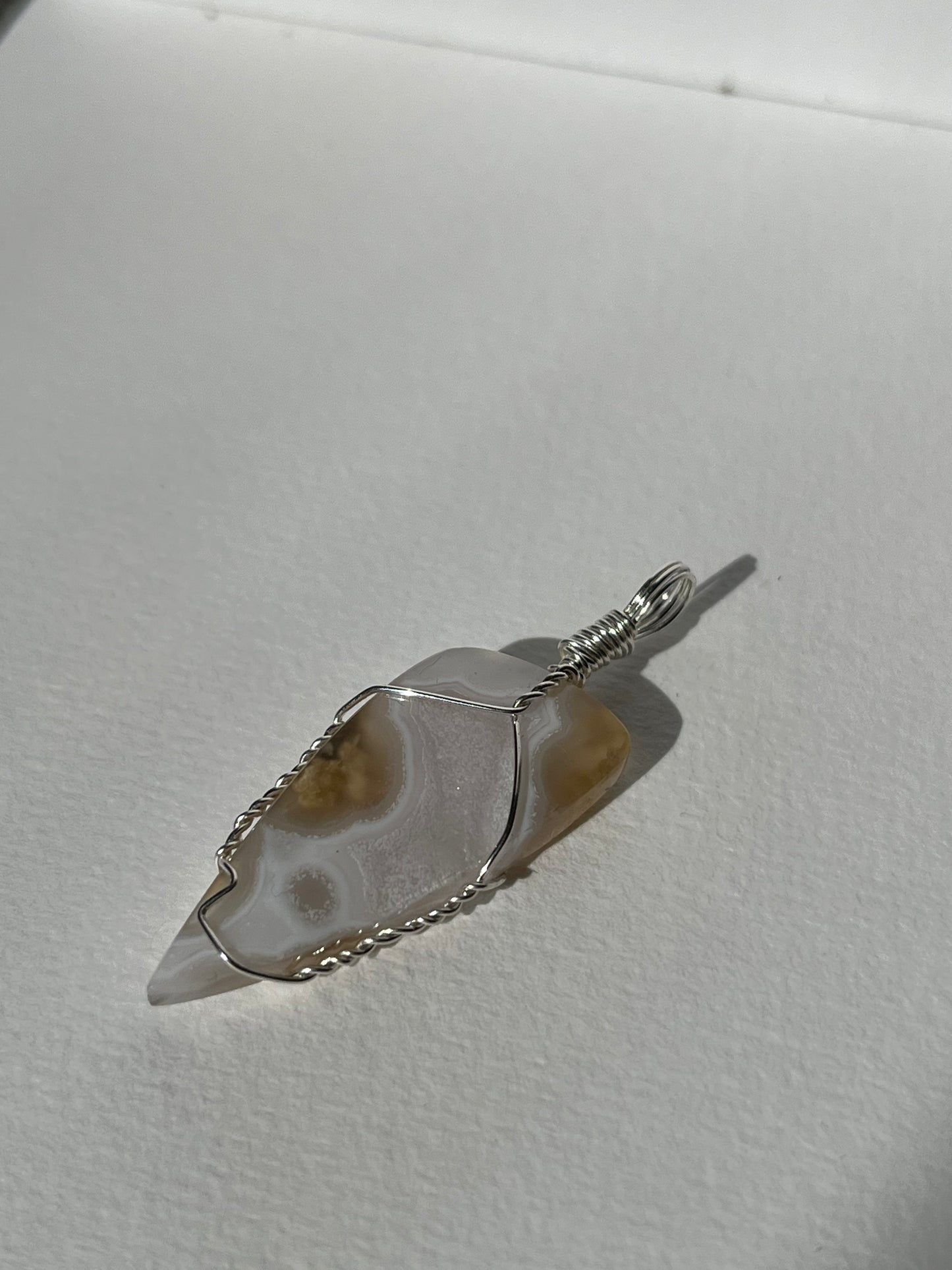 Nebula Agate Sterling Silver (925) Wire Wrap Pendant C