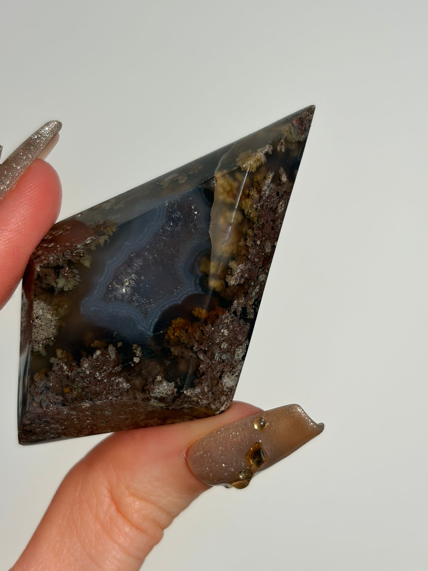 Nebula Agate Diamond Carving on Stand B