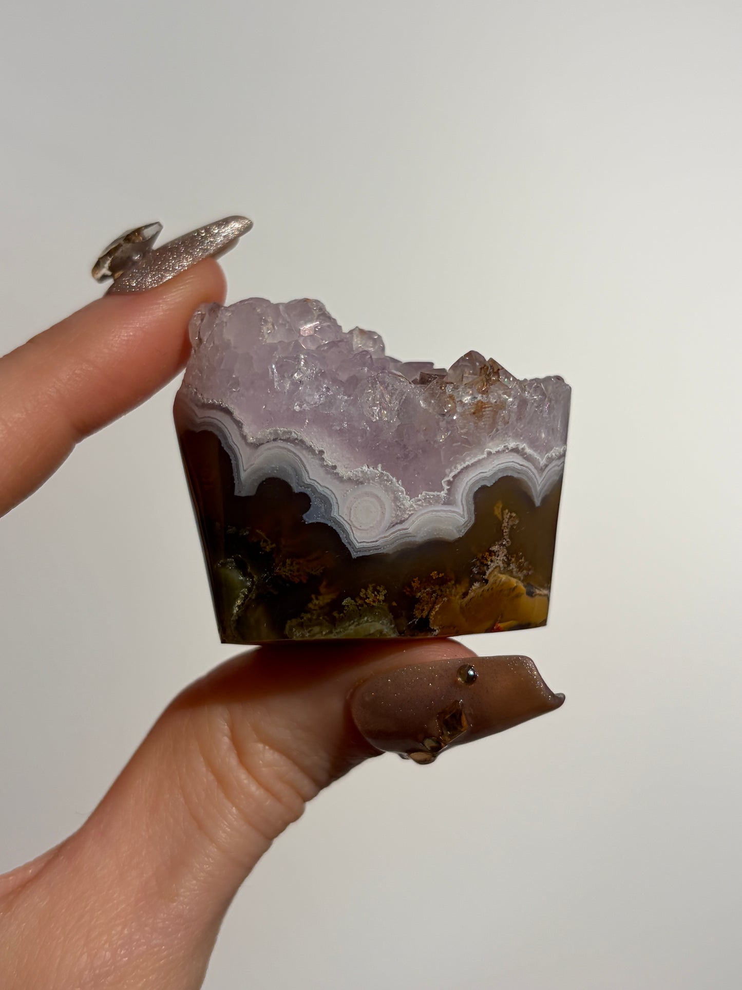 Nebula Agate with Amethyst Freeform F