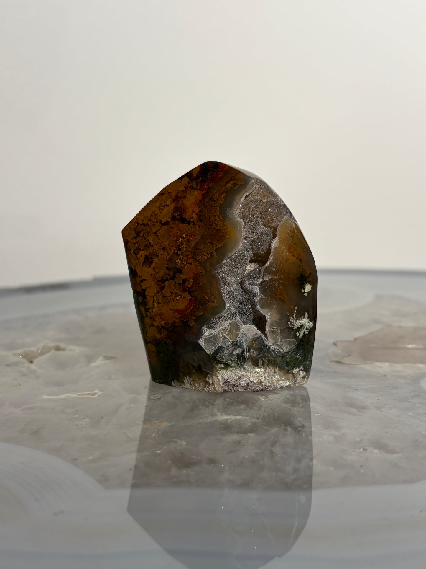 Druzy Nebula Agate with Multicoloured Moss Freeform H