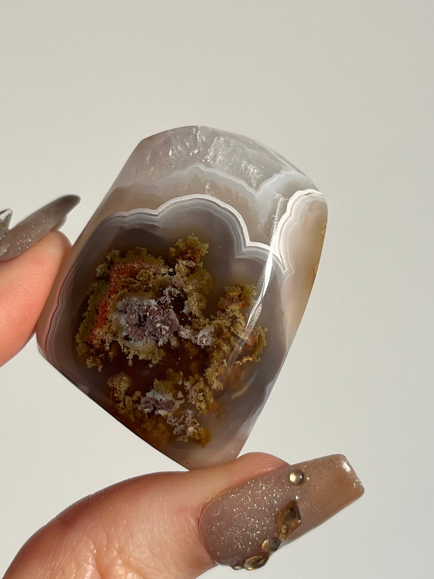 Nebula Agate Freeform with Red Moss Inclusions I