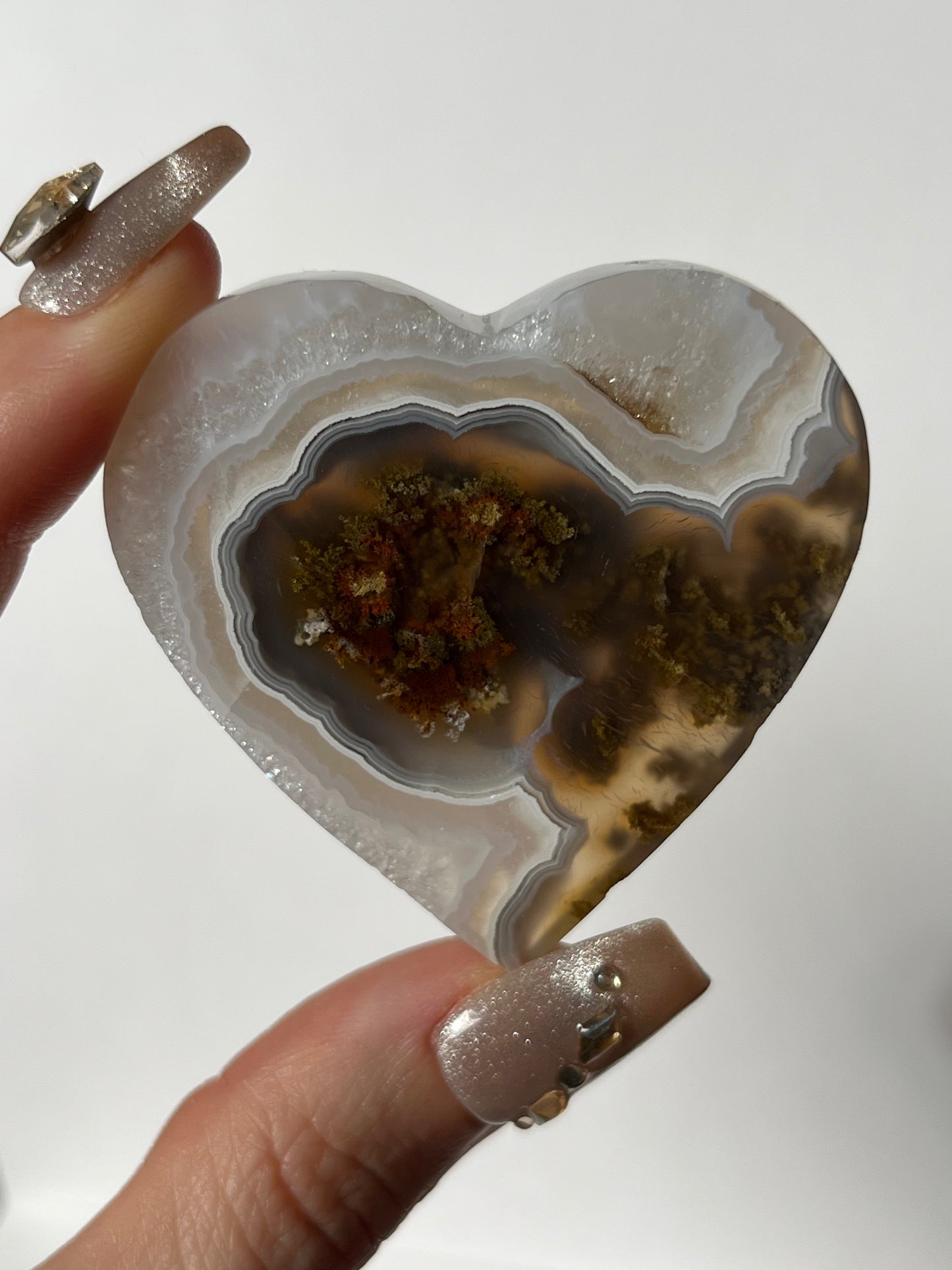 Nebula Agate with Scenic Moss Flatback Heart K