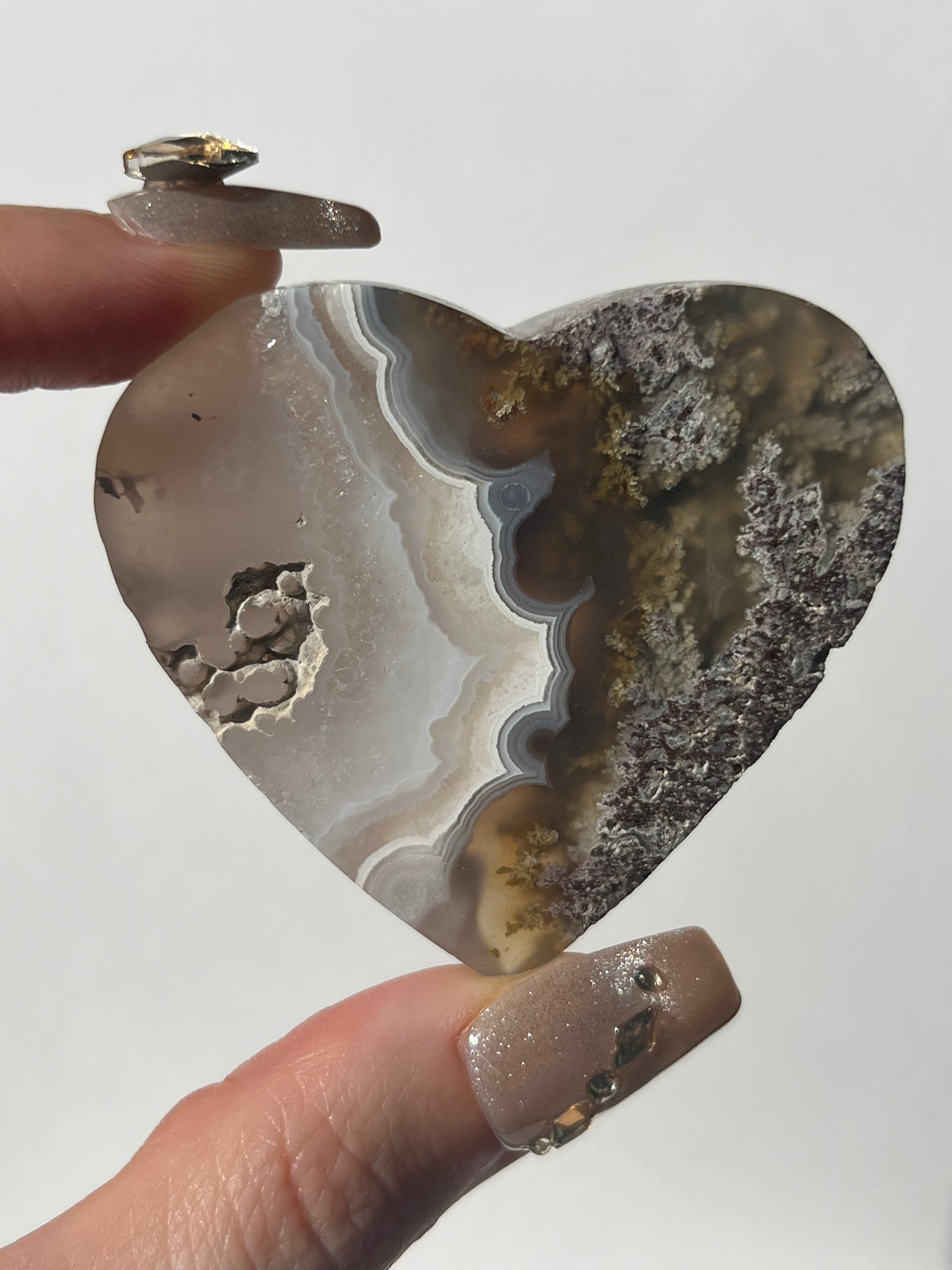 Nebula Agate with Scenic Moss Flatback Heart B