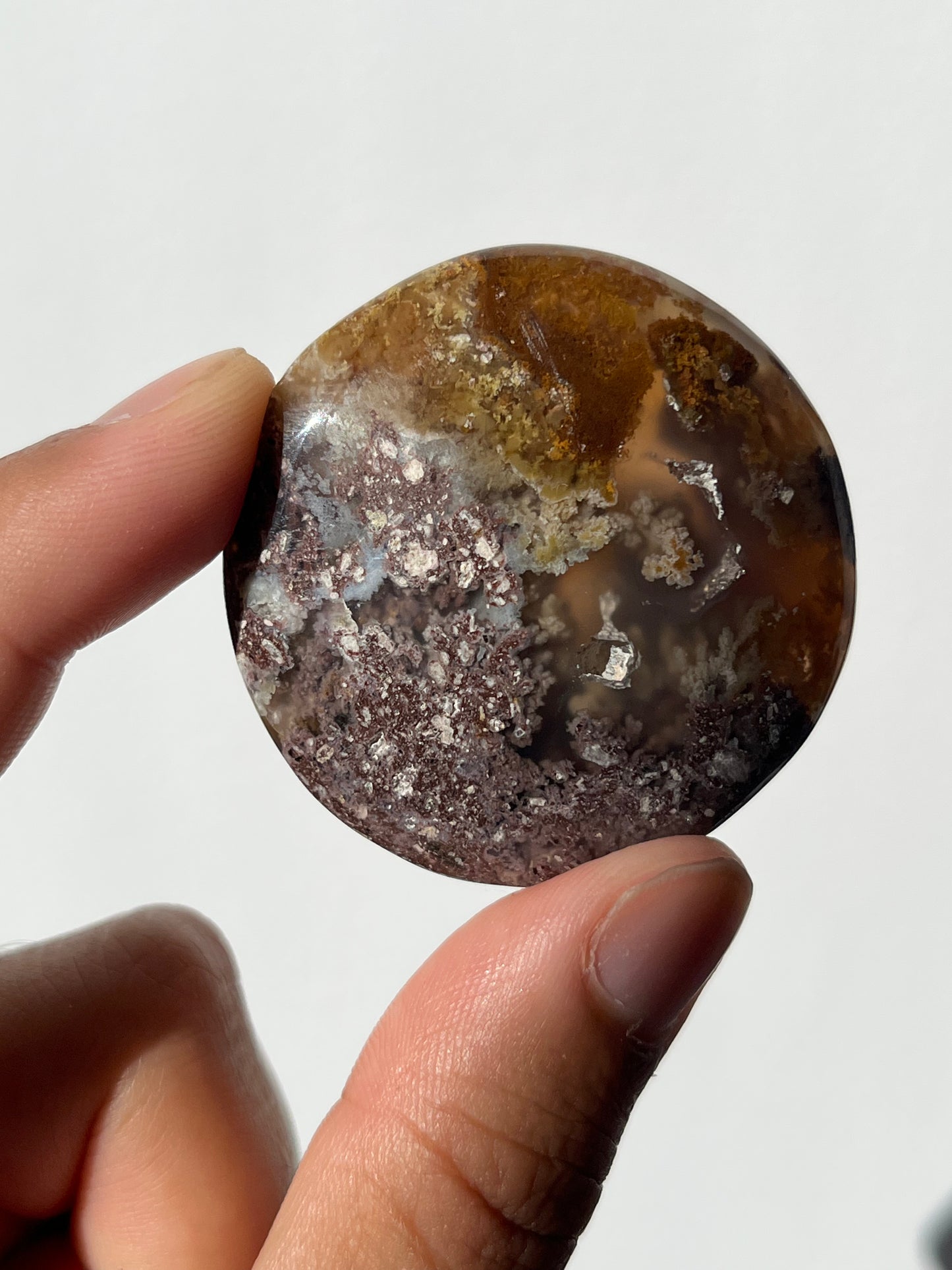 Nebula Agate Medallion with Multicoloured Moss N