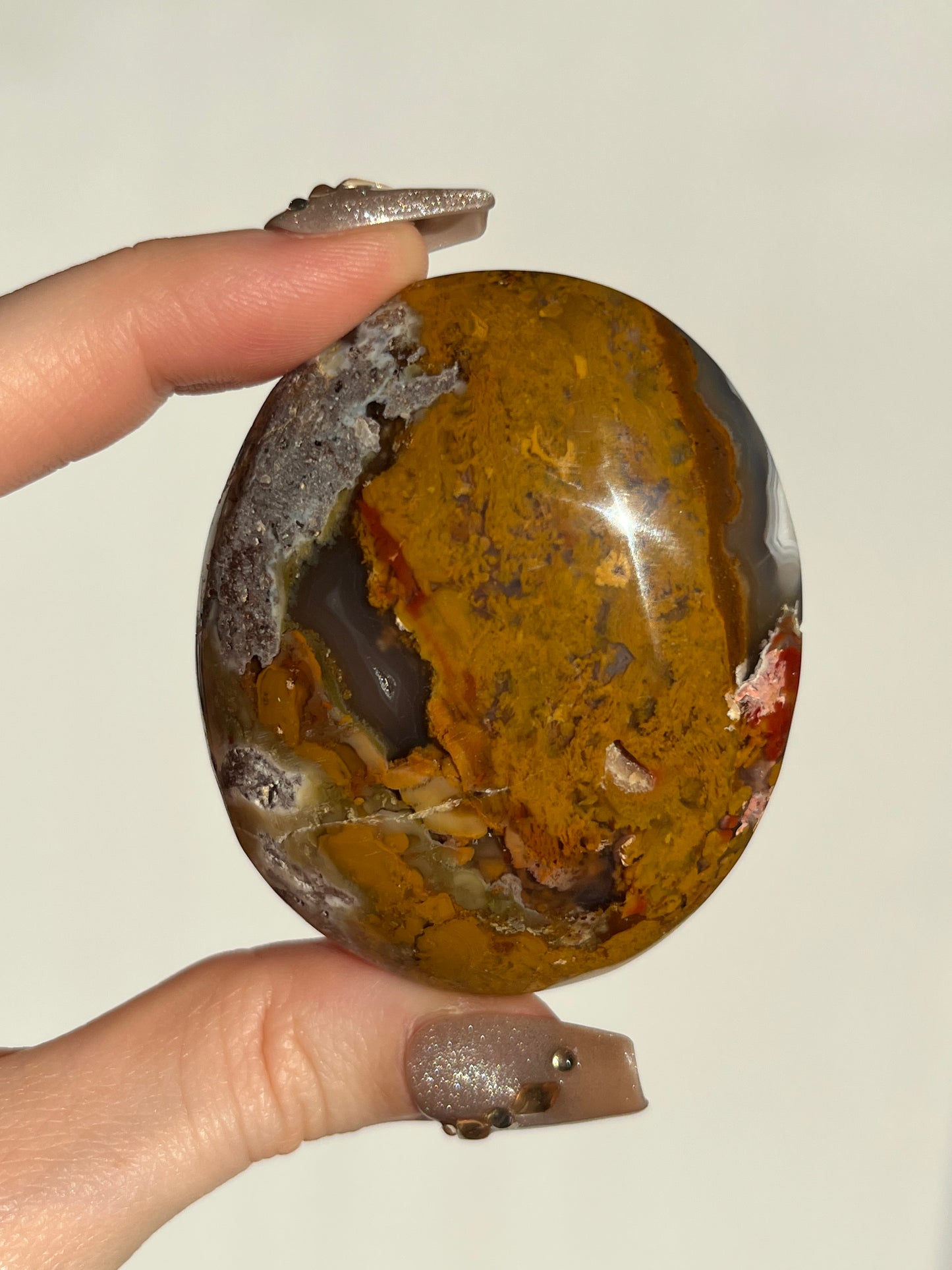 ‘Dimidium’ Nebula Agate Palmstone