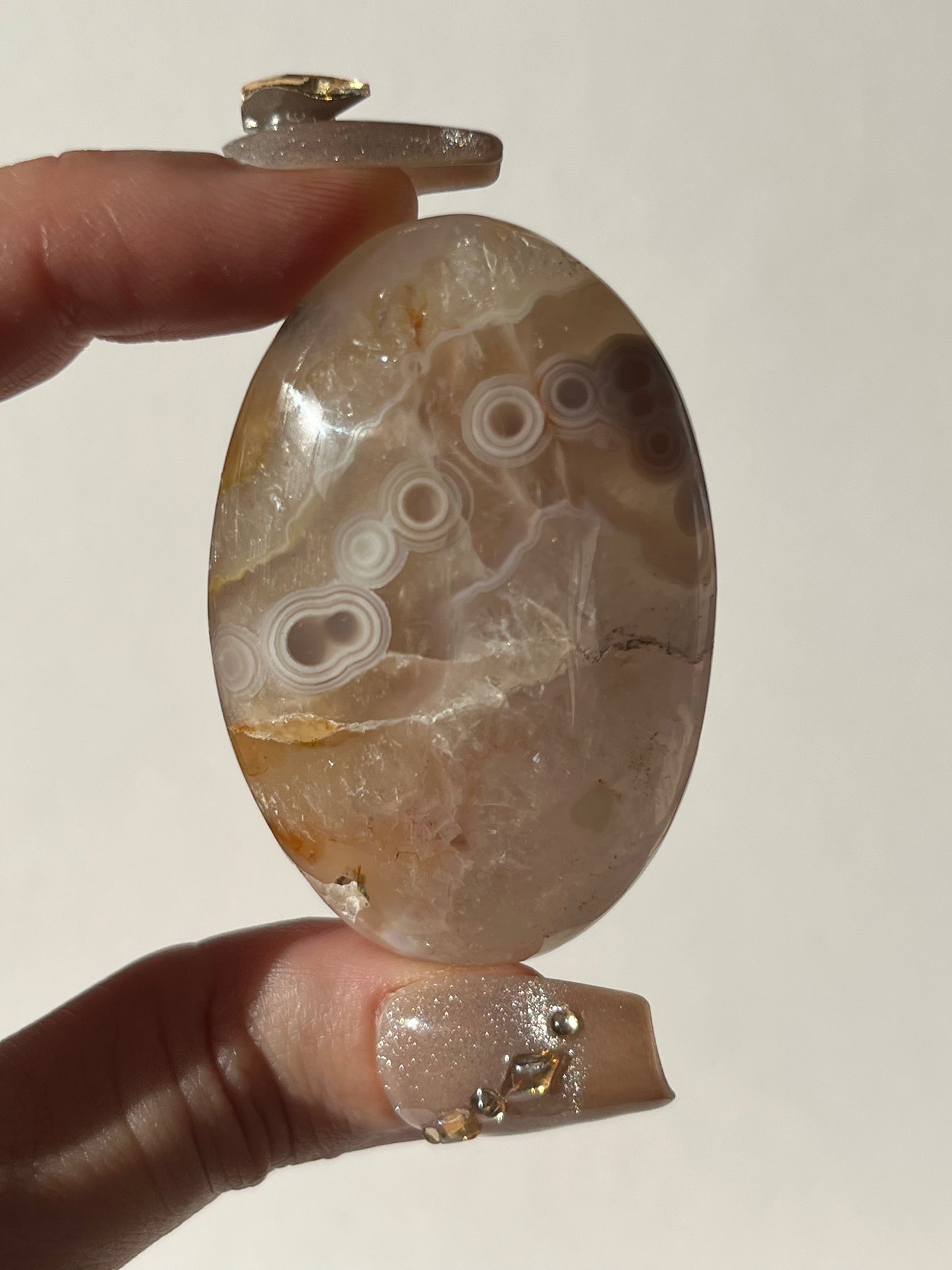 Orbicular Nebula Agate Palmstone with Dendritic Inclusions C
