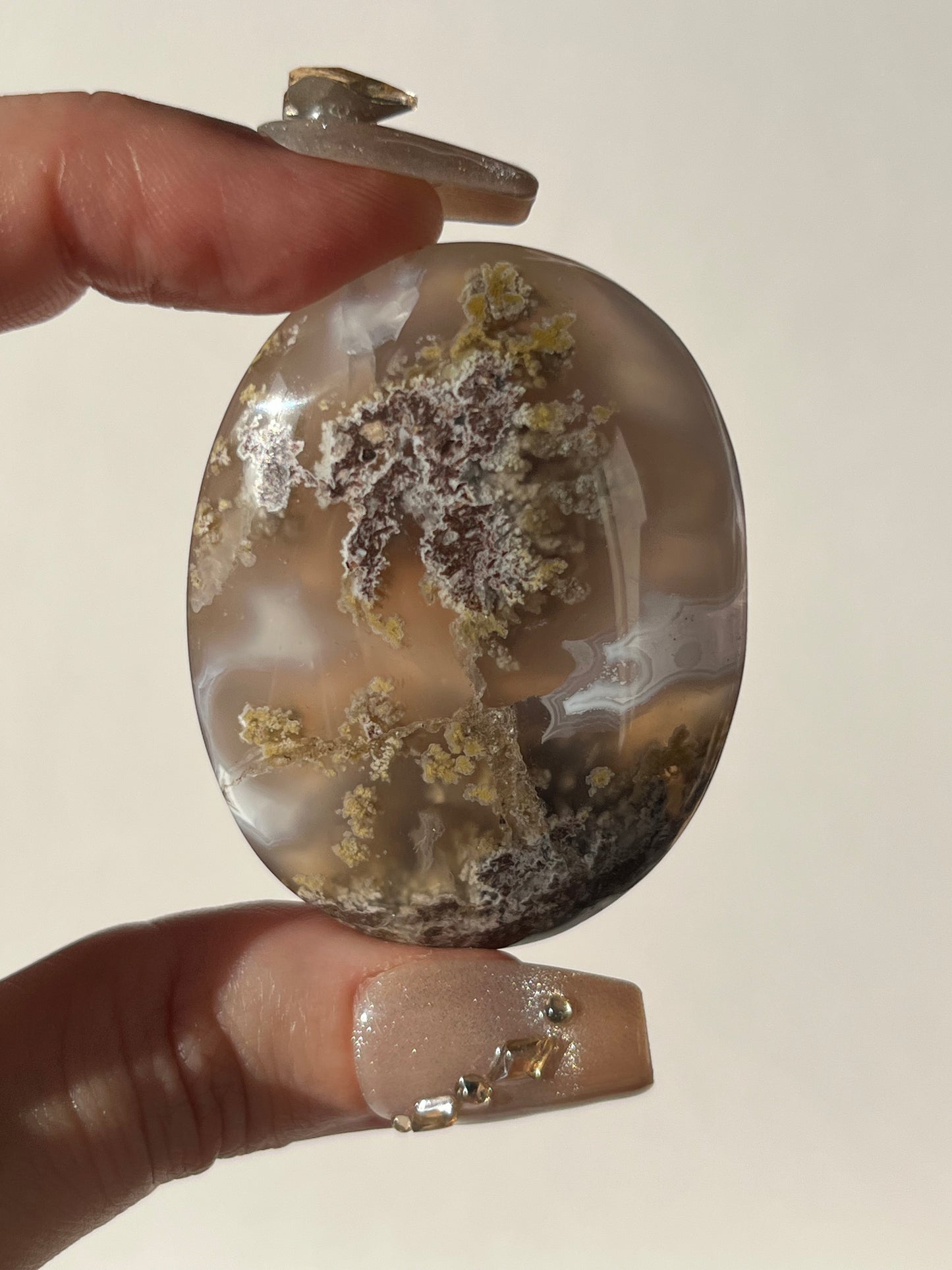 Nebula Agate with Amethyst Palmstone K