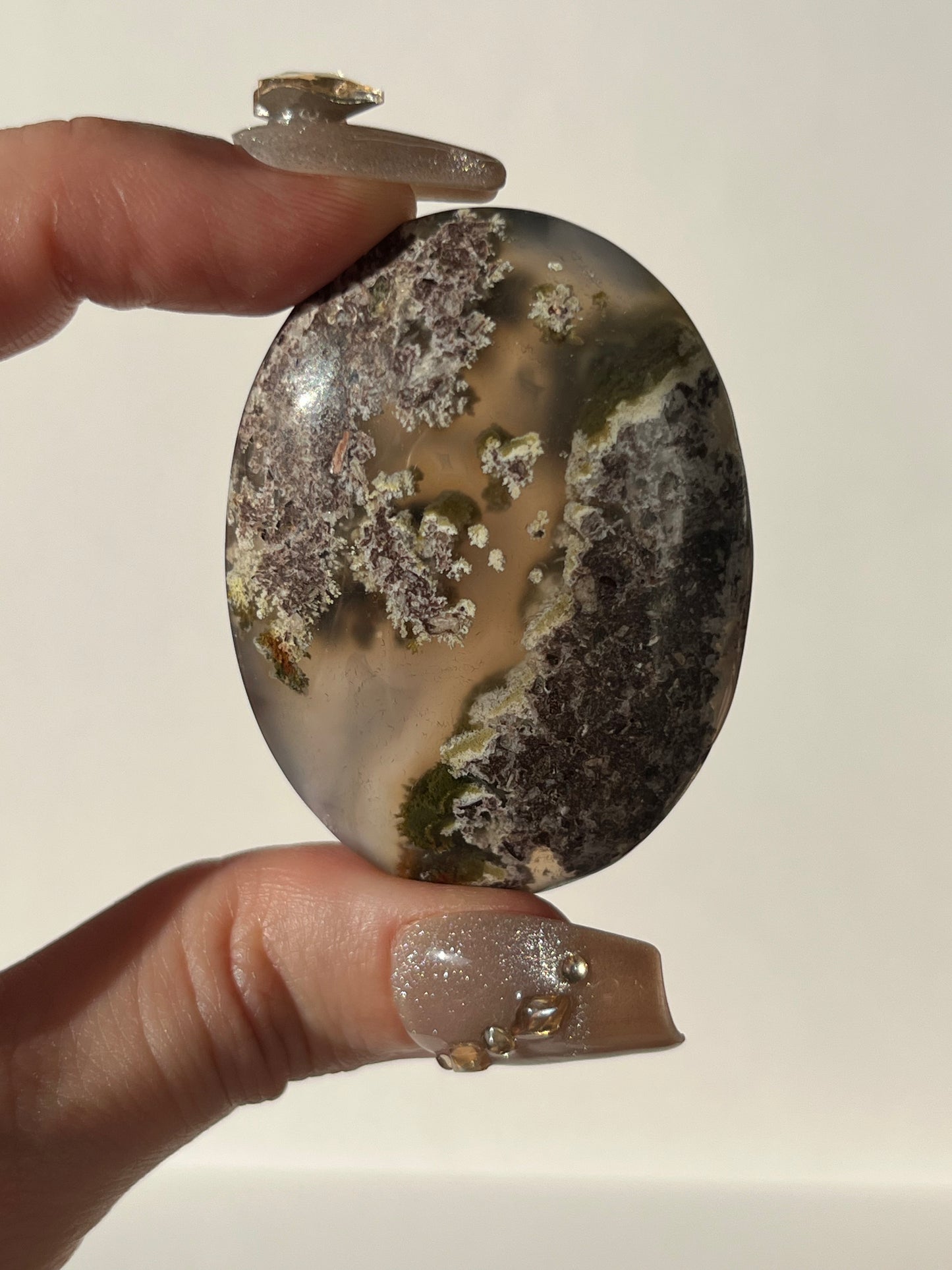 Nebula Agate Palmstone with Red Moss Inclusions N