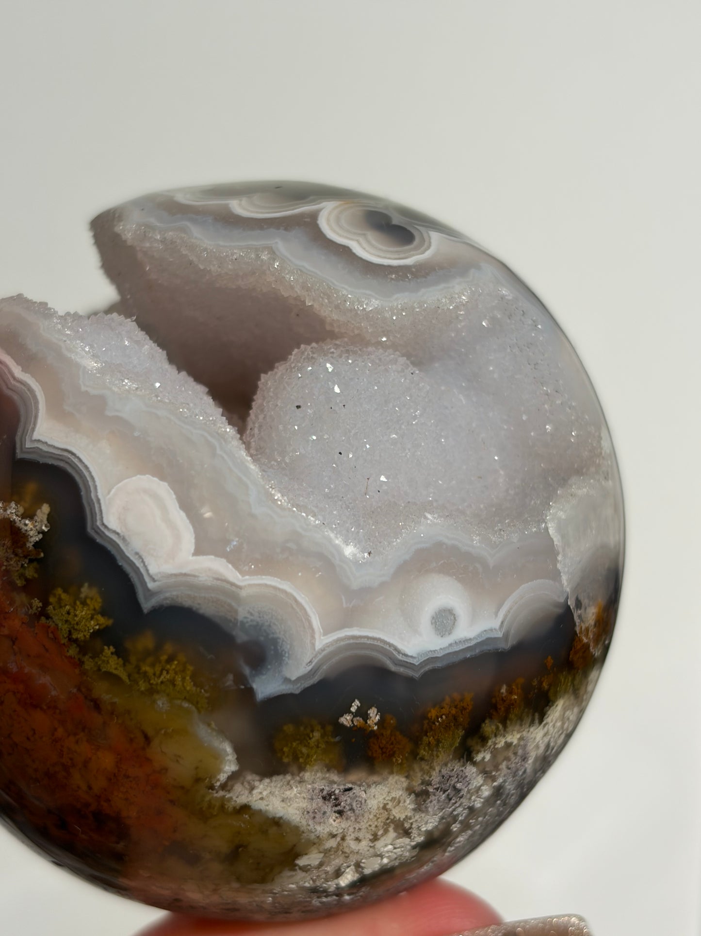 “Celestial Frost” Druzy Nebula Agate Sphere A