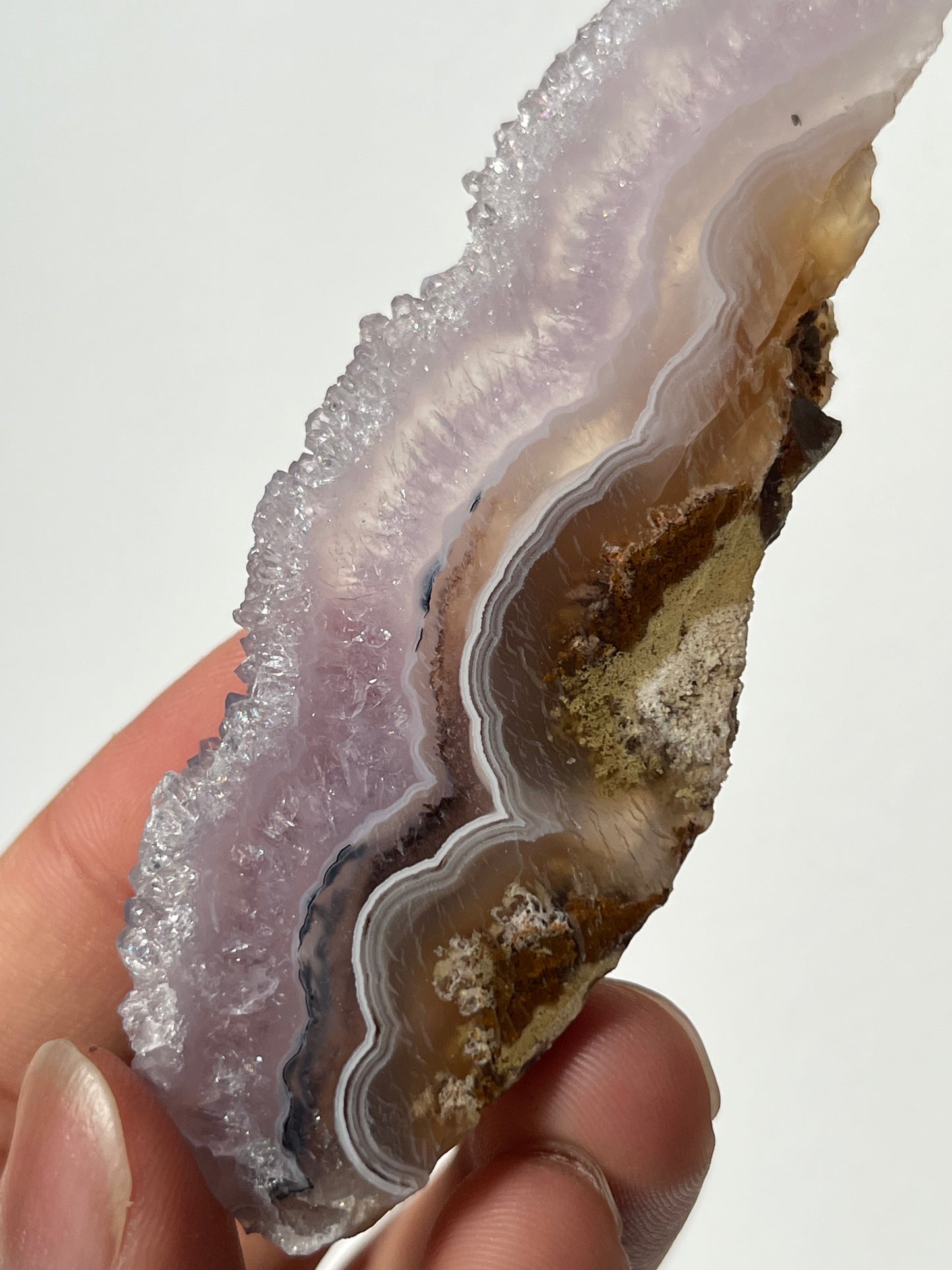 Nebula Agate, Amethyst and Scenic Moss Slab with Dendritic Inclusions D