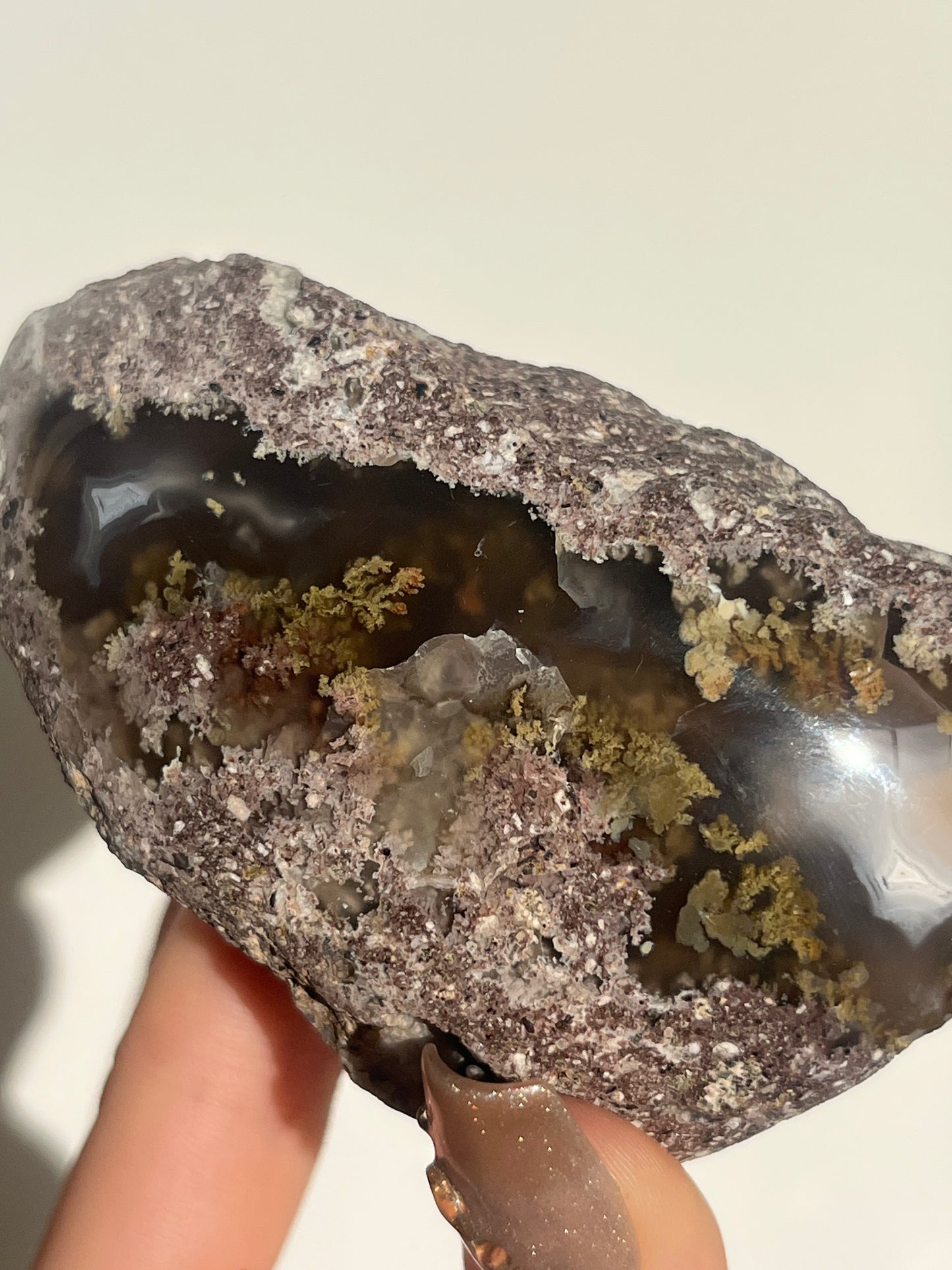 ‘Misty Mountain’ Nebula Agate with Scenic Moss Semi Polished Lens Freeform