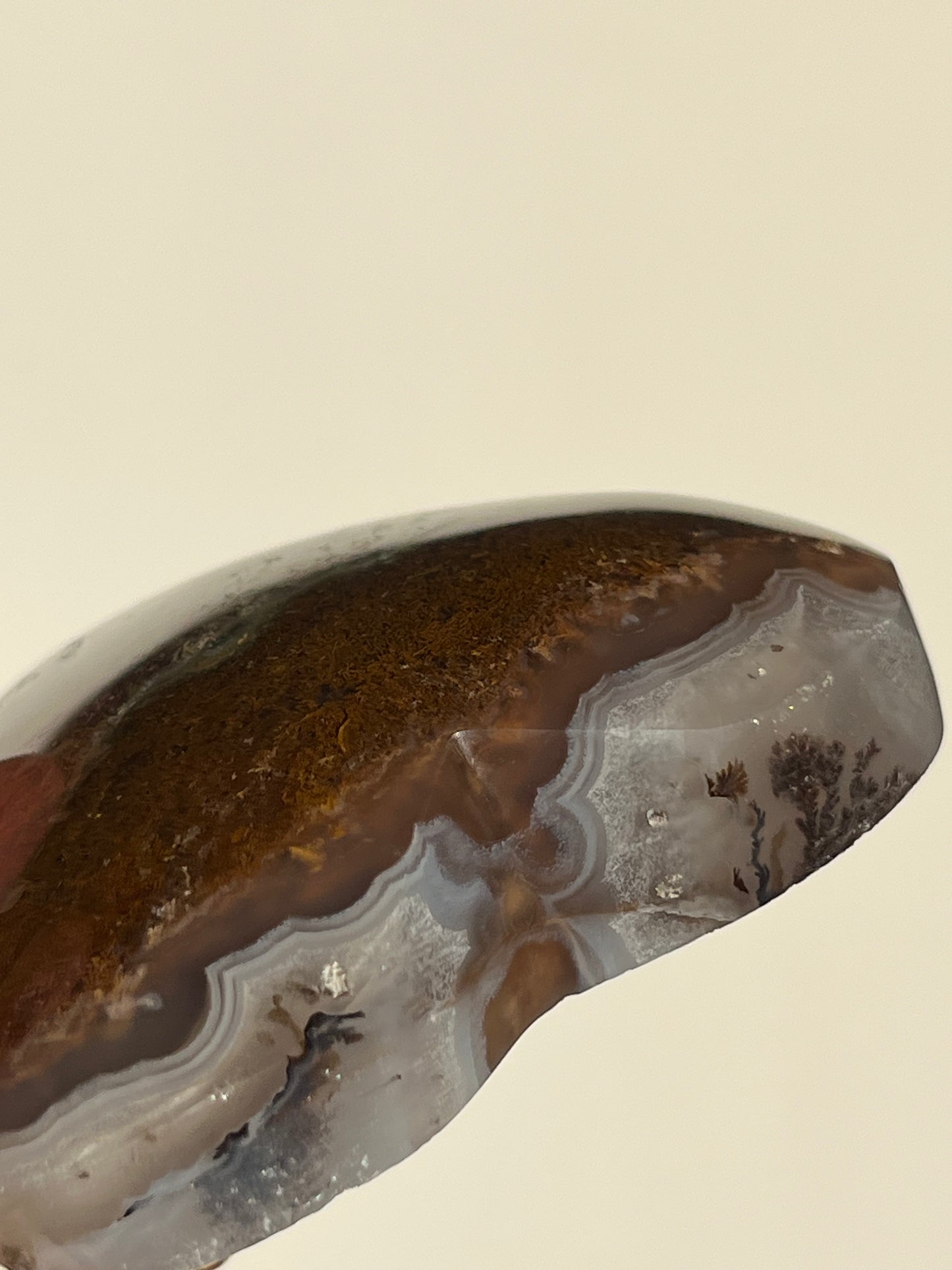 "Dandelion Blooms" Nebula Agate Heart with Red Moss and Dendritic Inclusions C