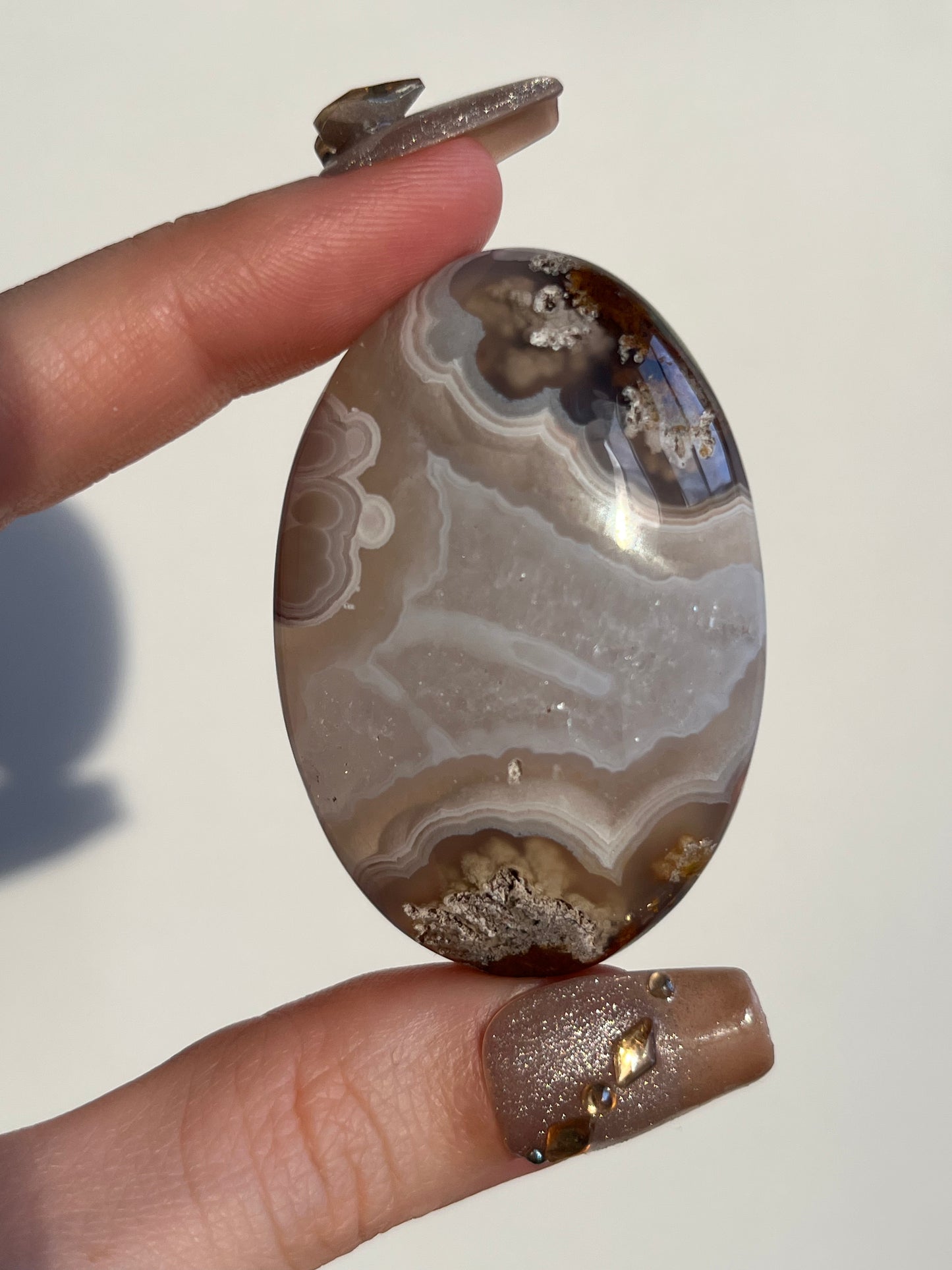 Orbicular Nebula Agate and Multicoloured Scenic Moss Palmstone L