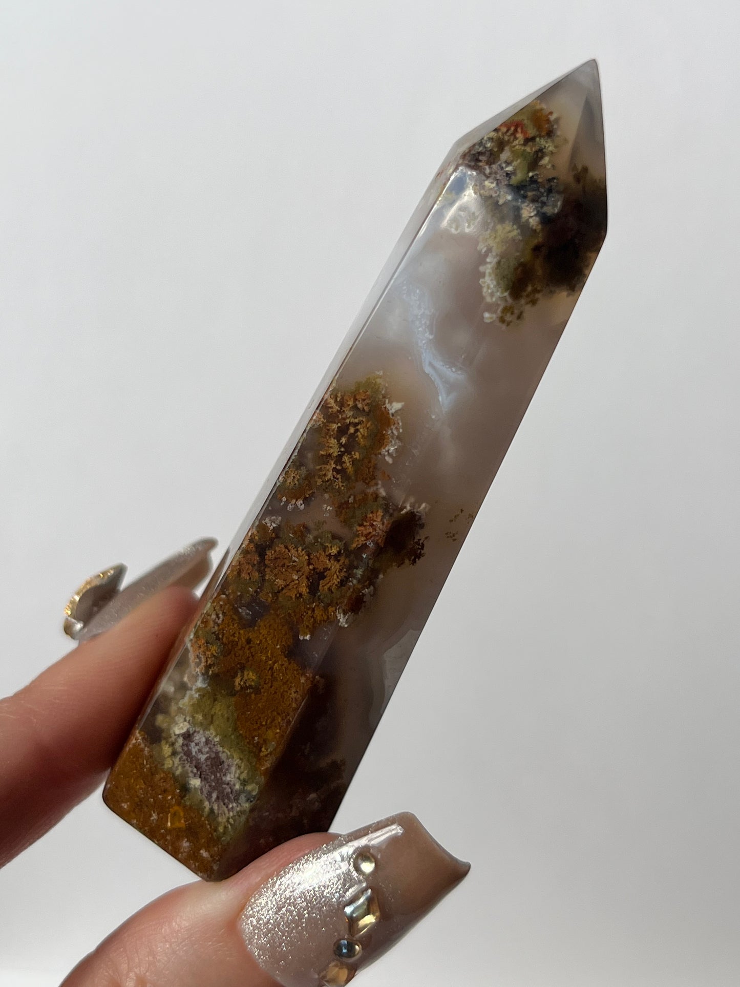 Nebula Agate with Scenic Moss Tower D