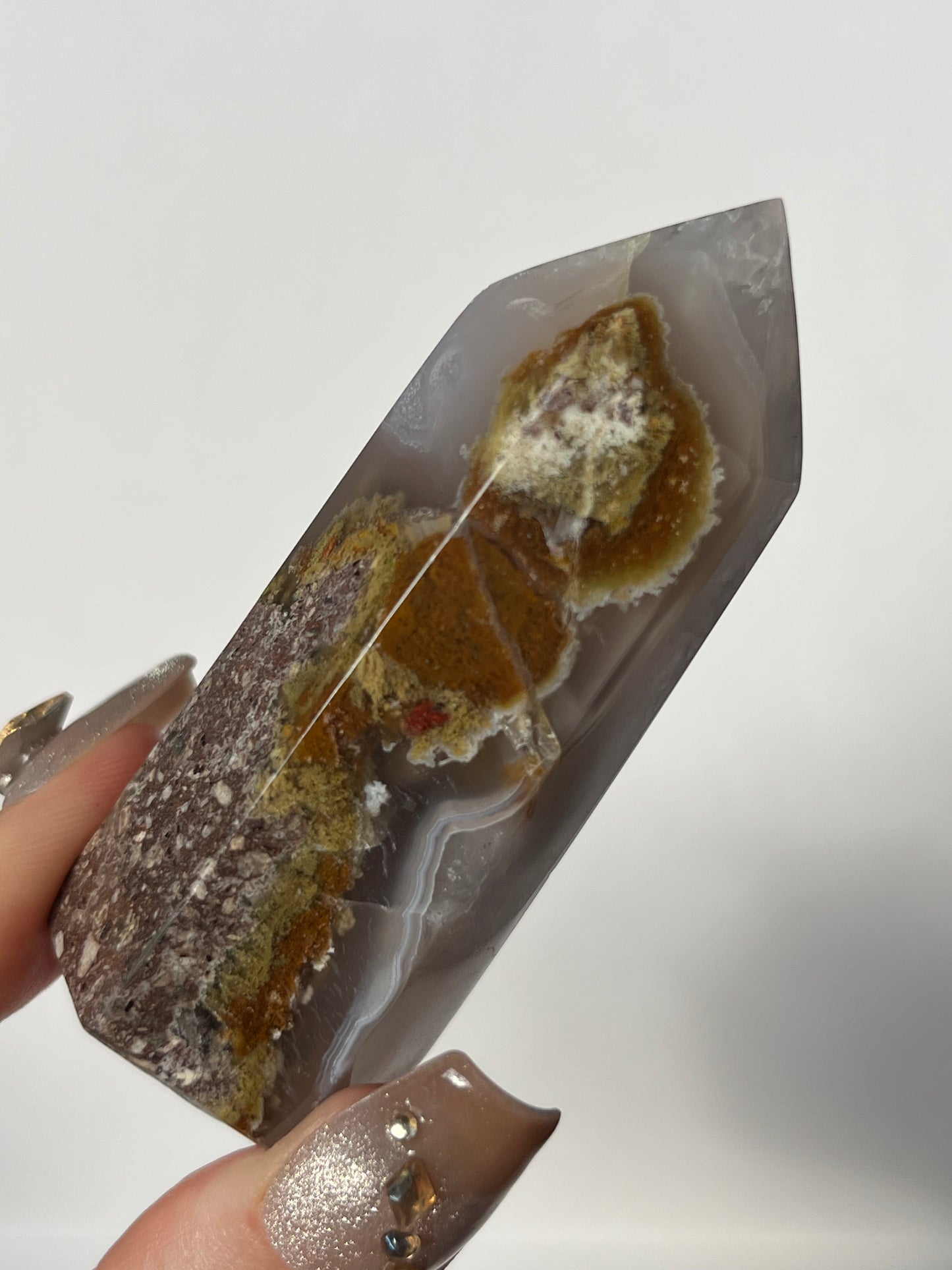 Nebula Agate with Red Moss Inclusions Tower E