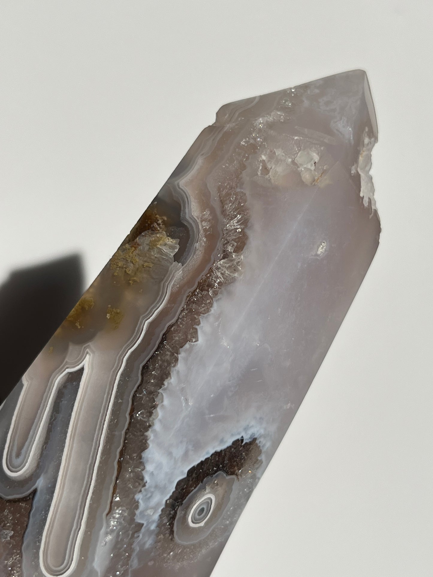 Orbicular Nebula Agate Tower with Dendritic Inclusions B