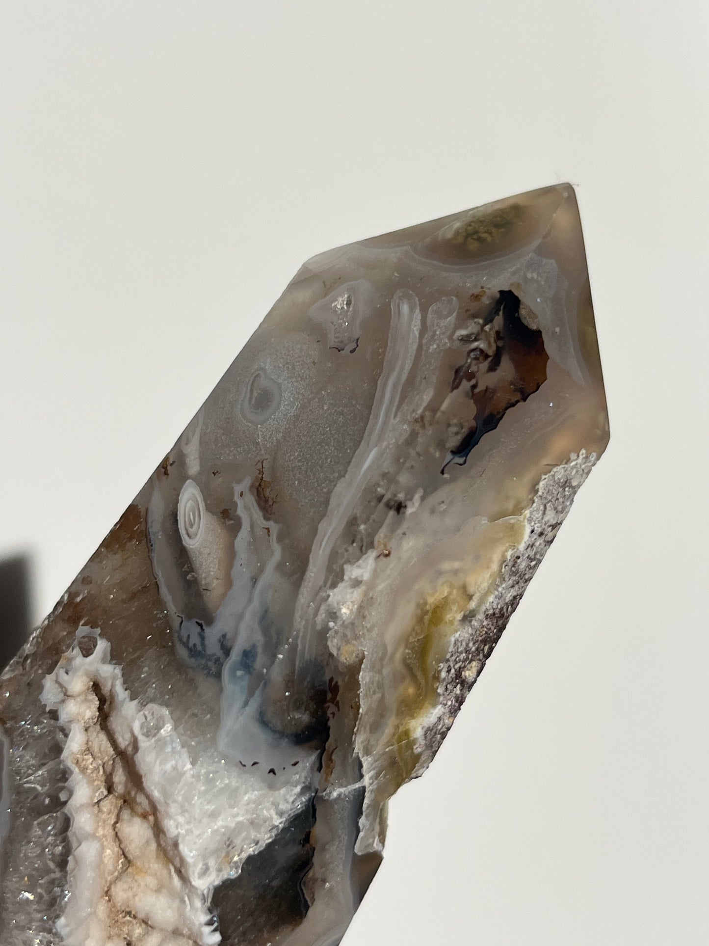 Druzy Orbicular Nebula Agate Tower with Dendritic Inclusions D