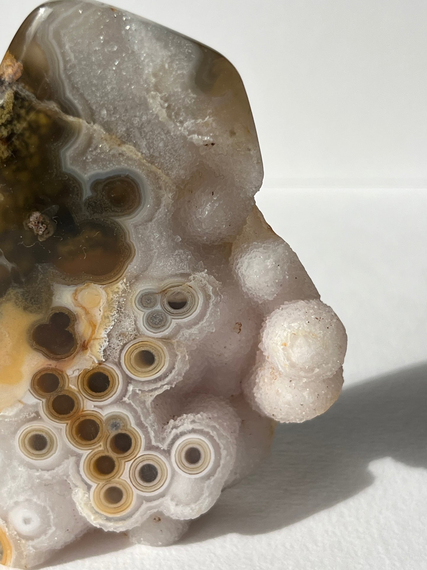 Orbicular Nebula Agate with Scenic Moss Standing Freeform A