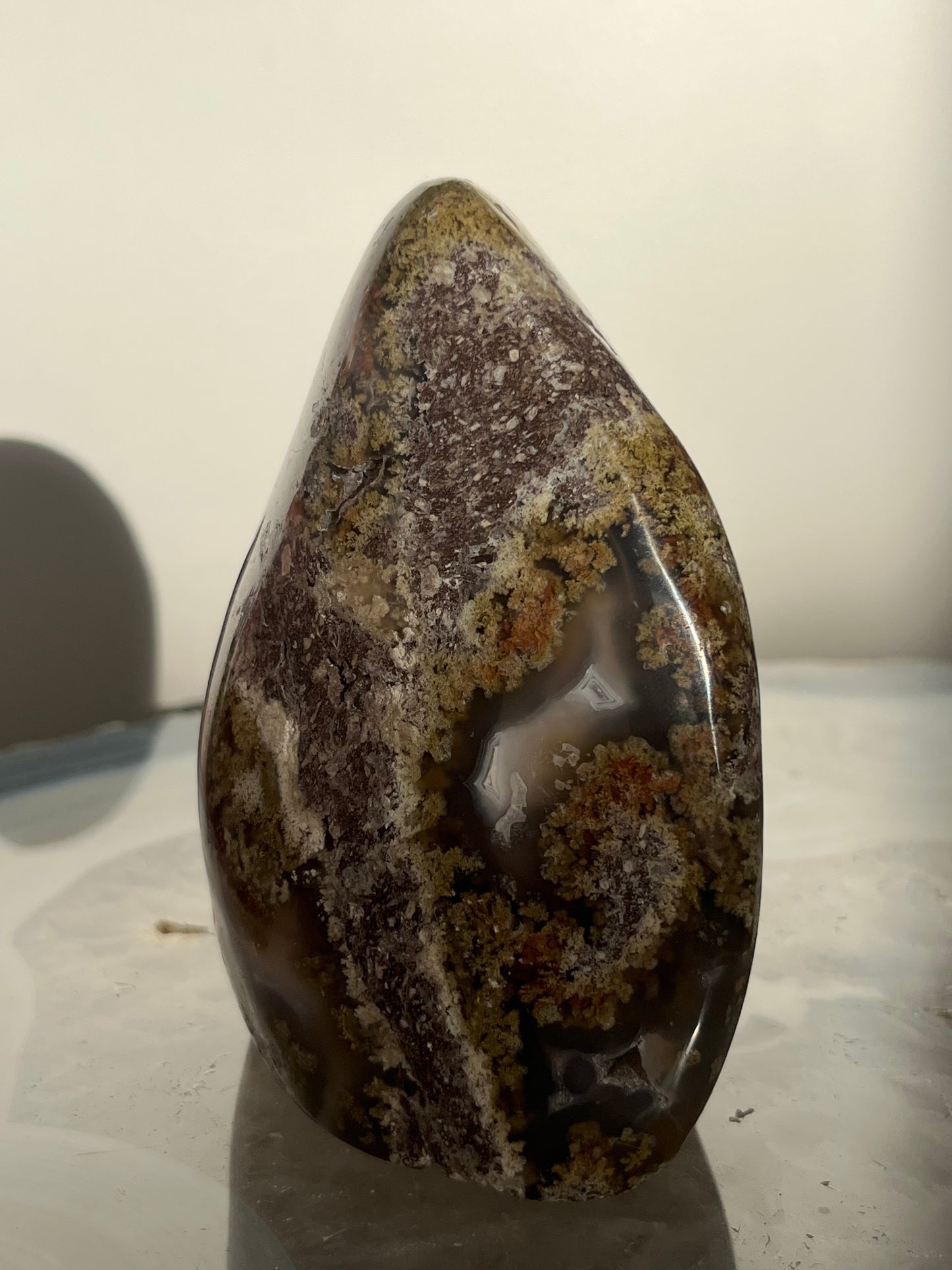 'Epoch Bloom' Nebula Agate and Multicoloured Scenic Moss with Amethyst Freeform C