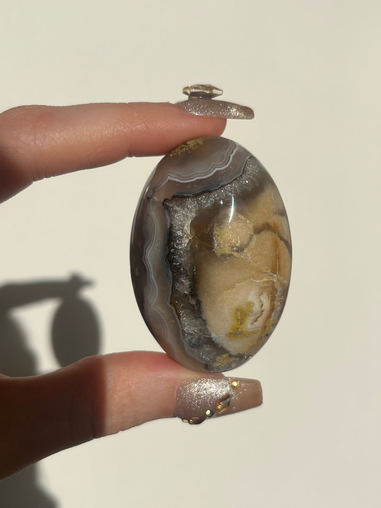 Nebula Agate with Scenic Moss and Dendritic Inclusions Palmstone