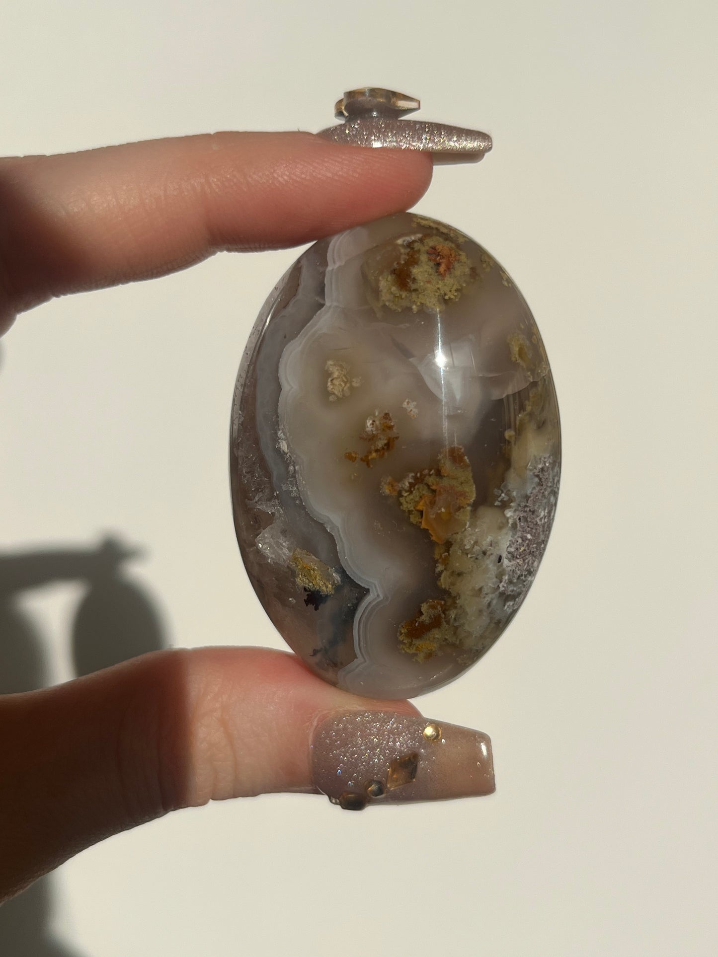 Nebula Agate with Scenic Moss and Dendritic Inclusions Palmstone