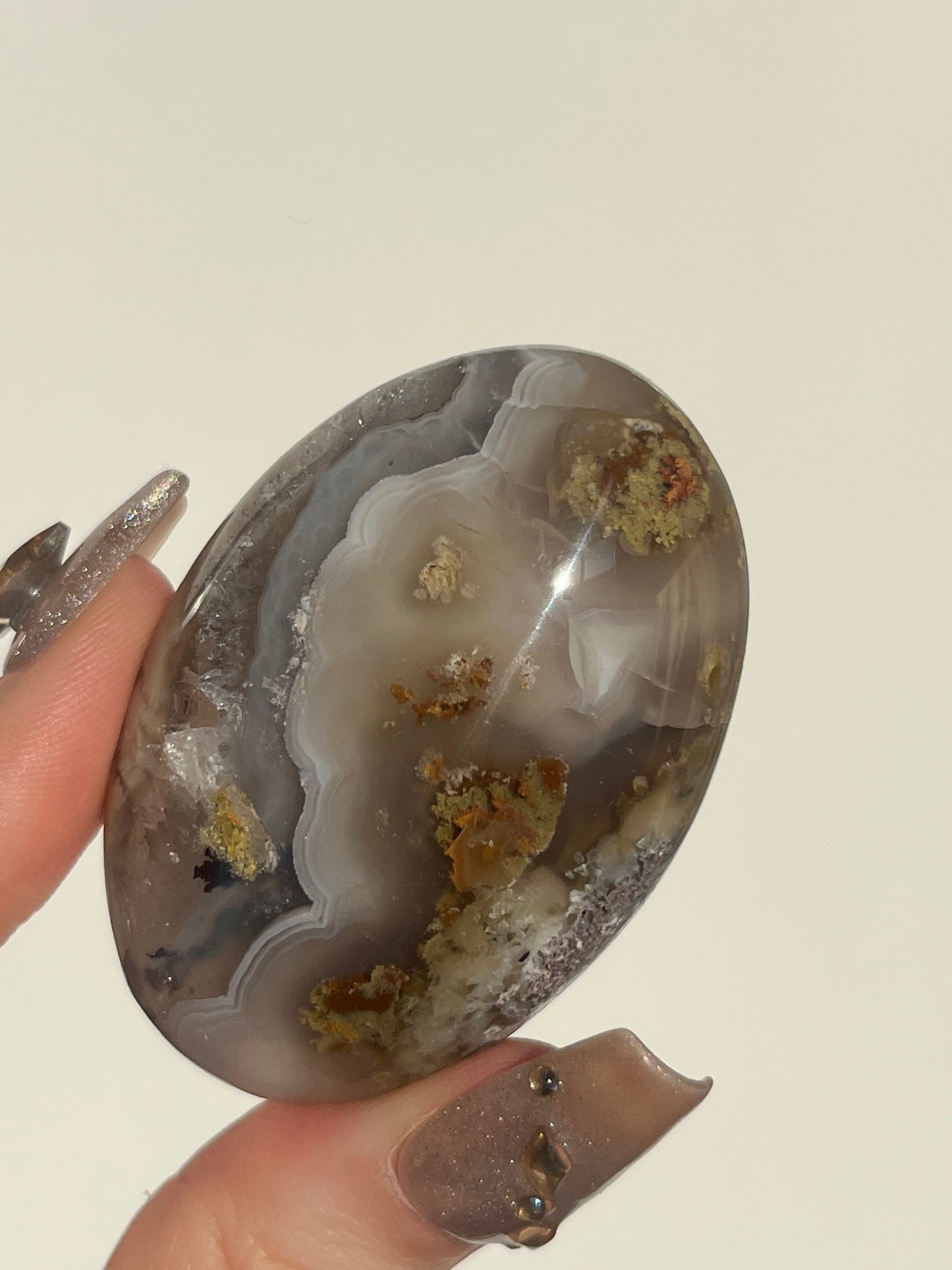 Nebula Agate with Scenic Moss and Dendritic Inclusions Palmstone